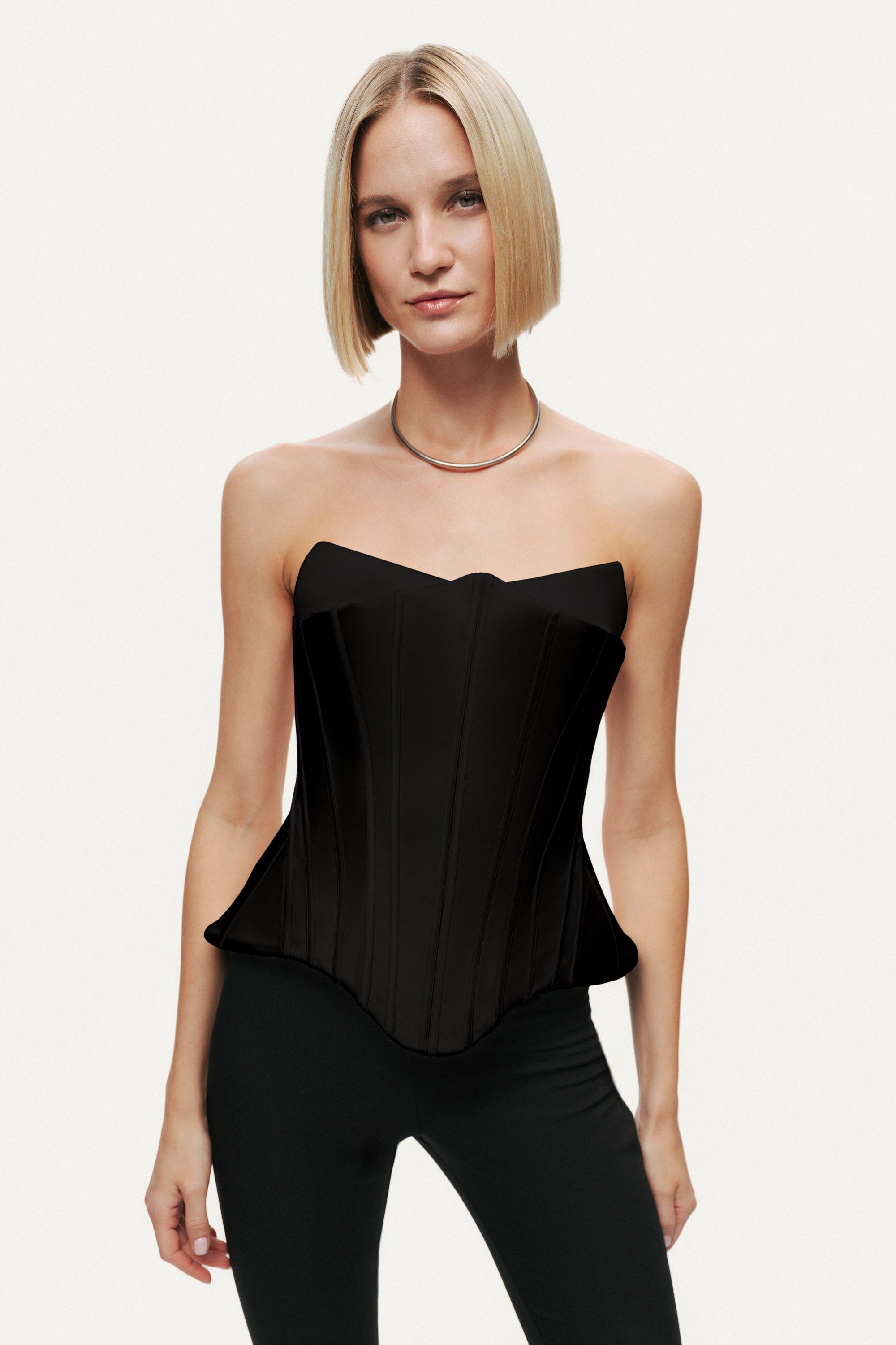 Sculpted Satin Corset Top