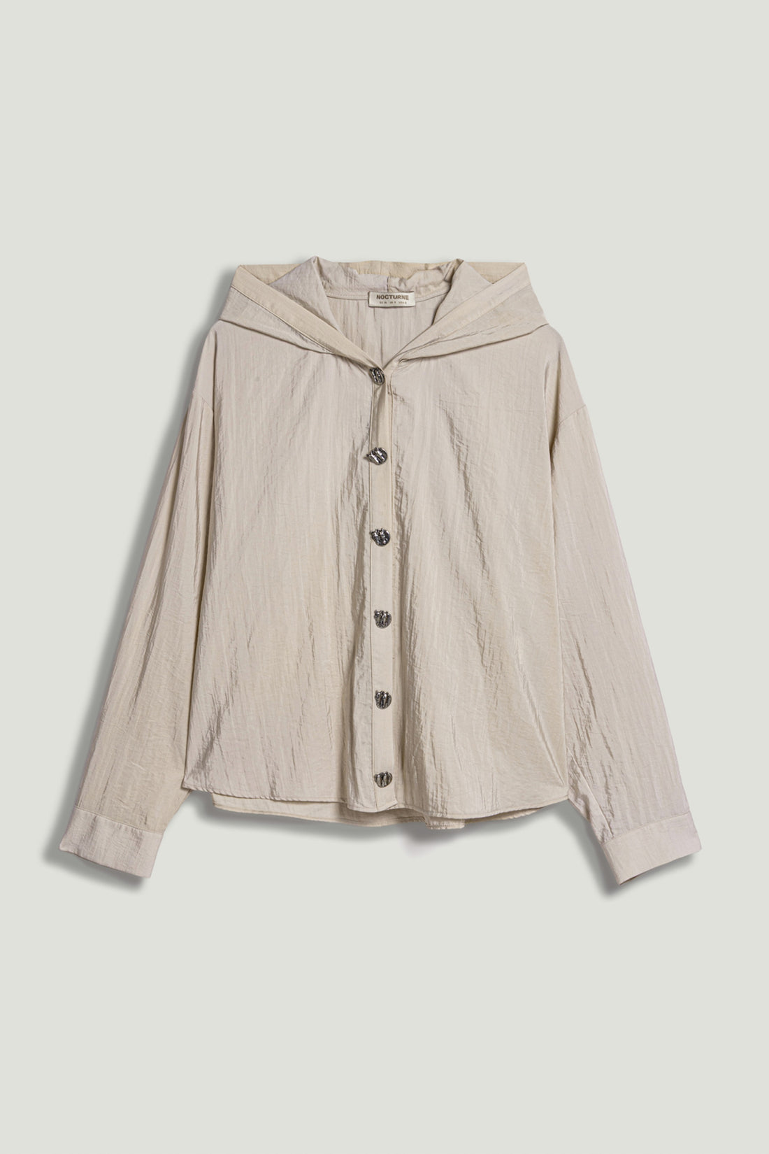 Hooded Shirt with Snap Button Details