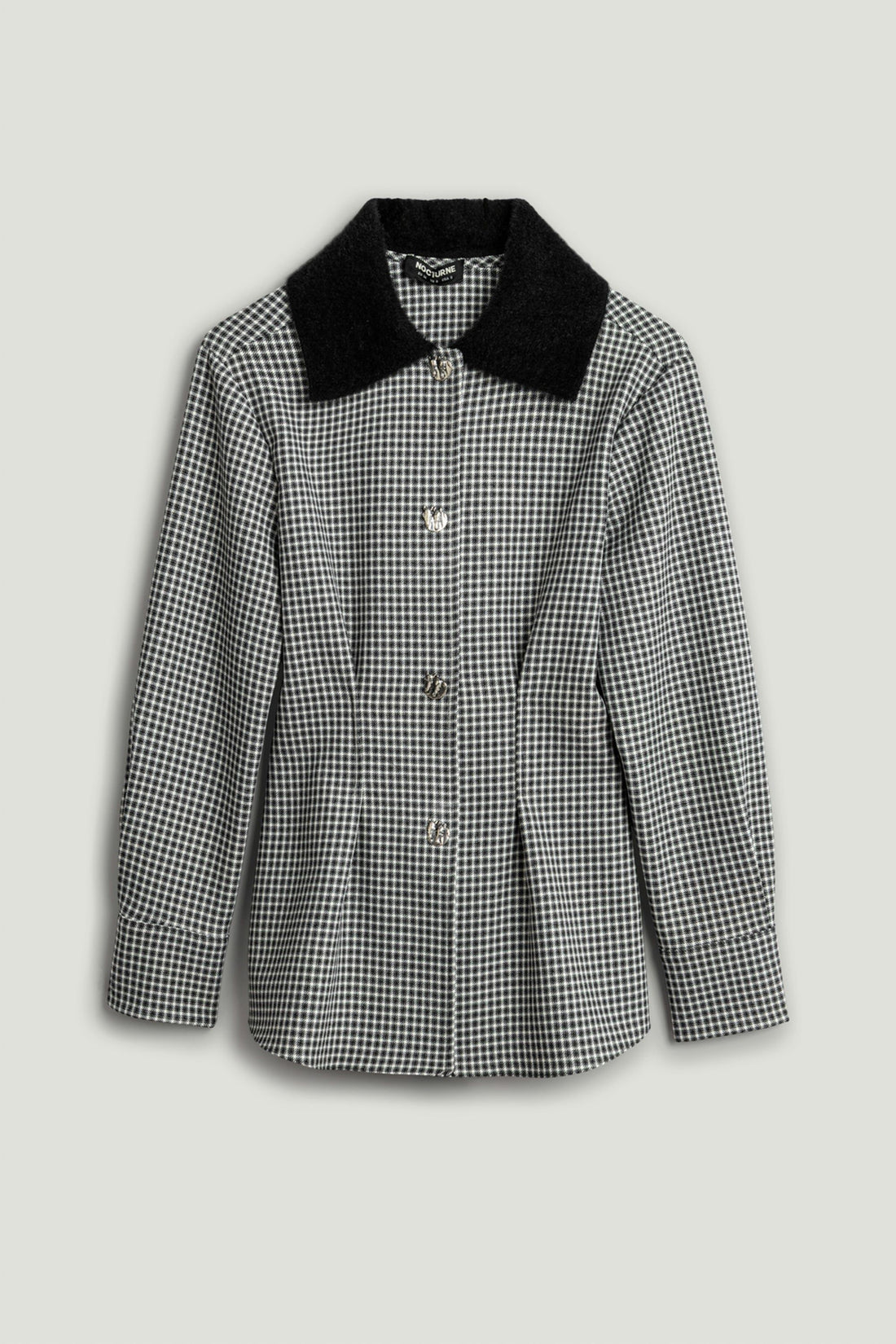 Corset-Back Checked Sculpted Shirt