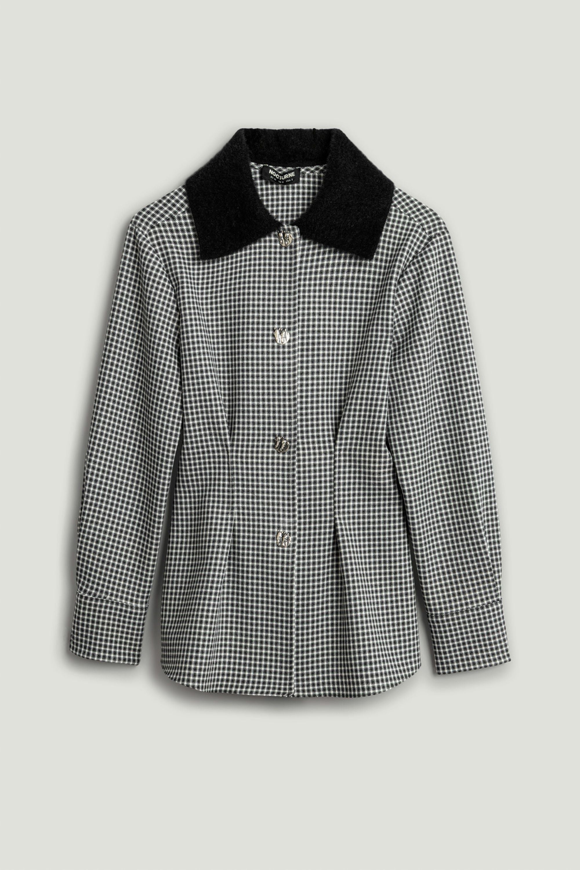 Corset-Back Checked Sculpted Shirt