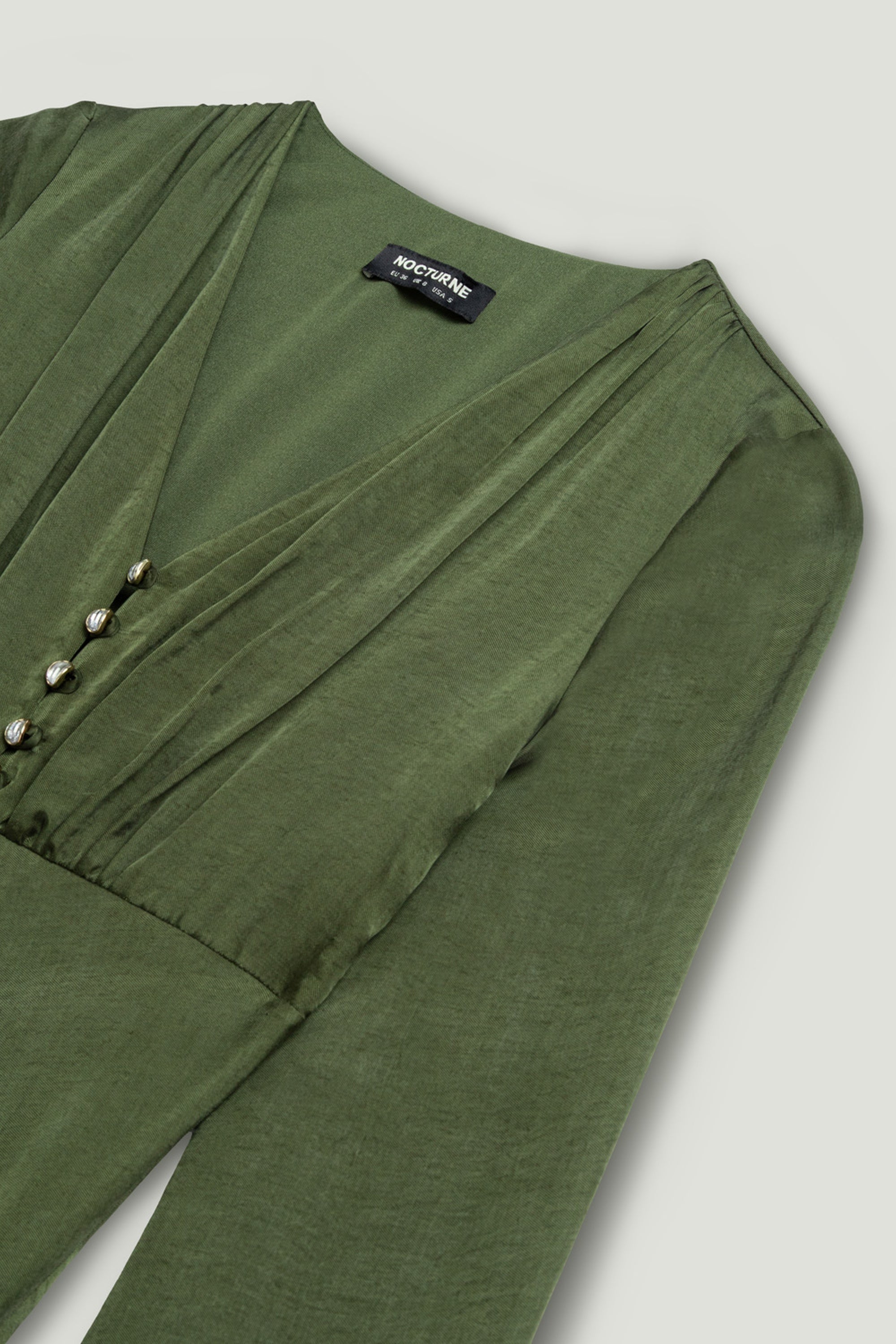 Crystal-Button V-Neck Maxi Dress