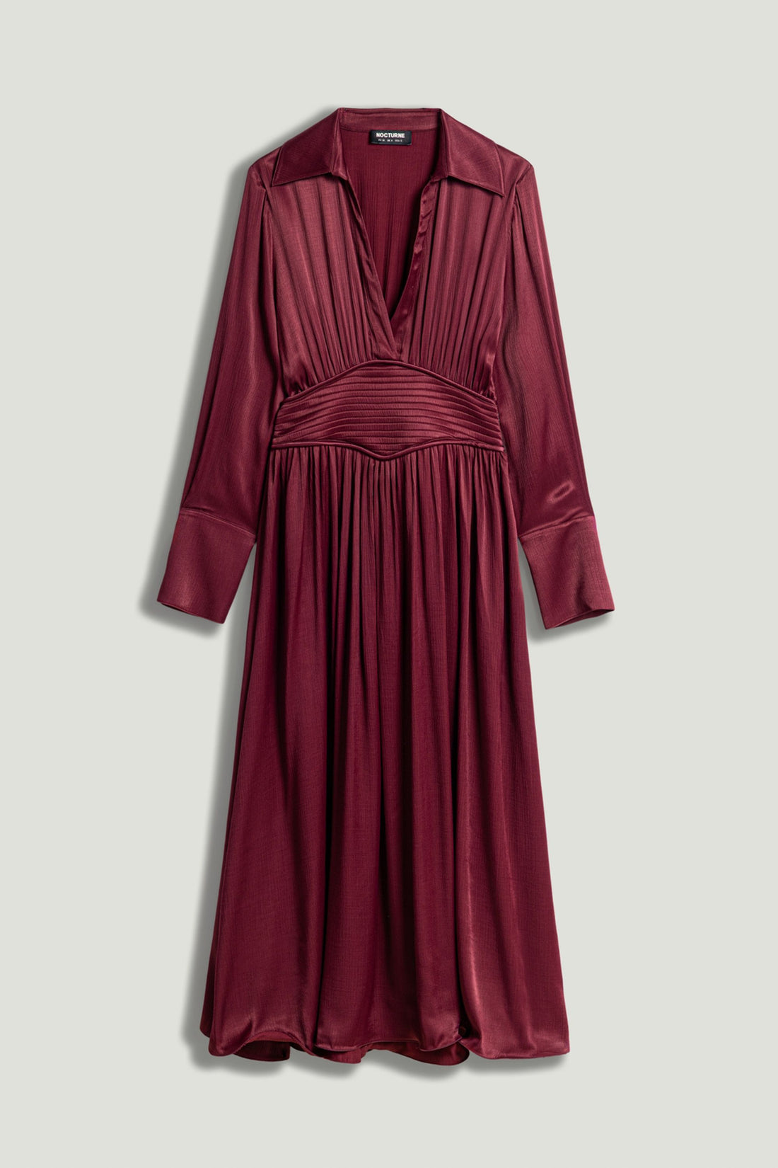 Plunging V-Neck Collared Midi Dress