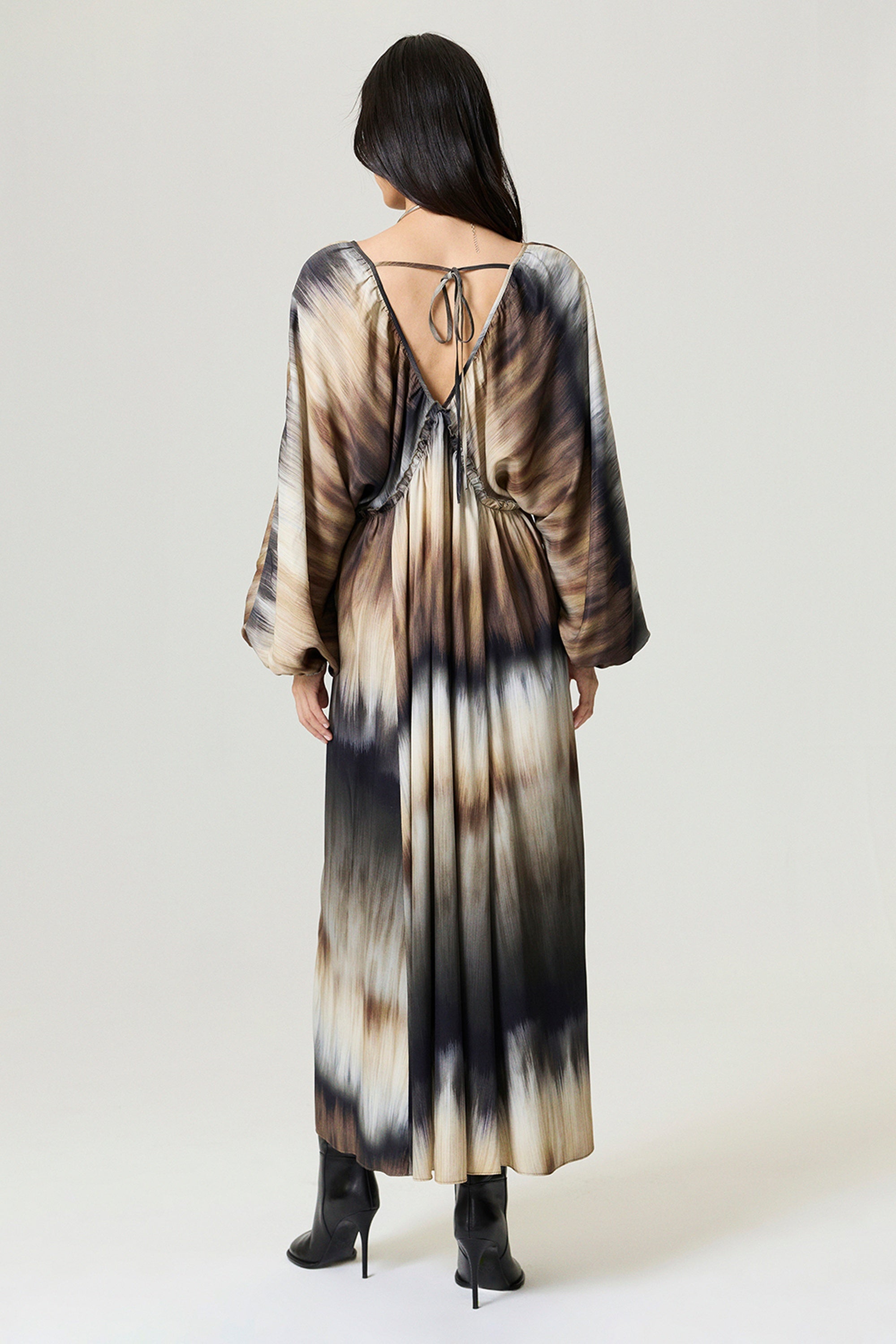 Tie-Back Batik Print Maxi Dress