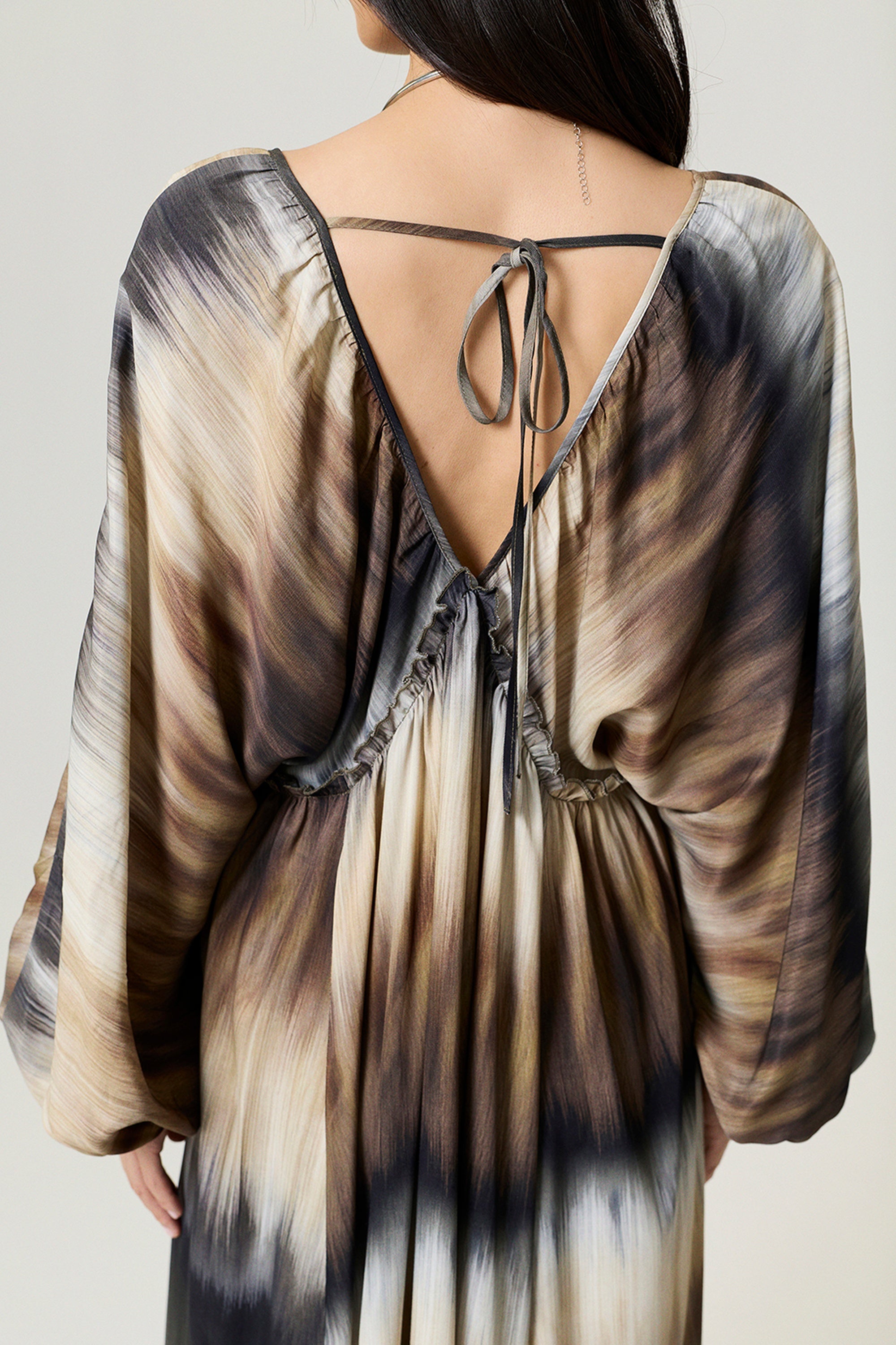 Tie-Back Batik Print Maxi Dress