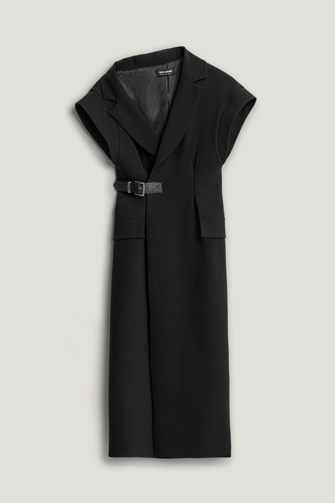 Tailored Buckle-Wrap Midi Dress
