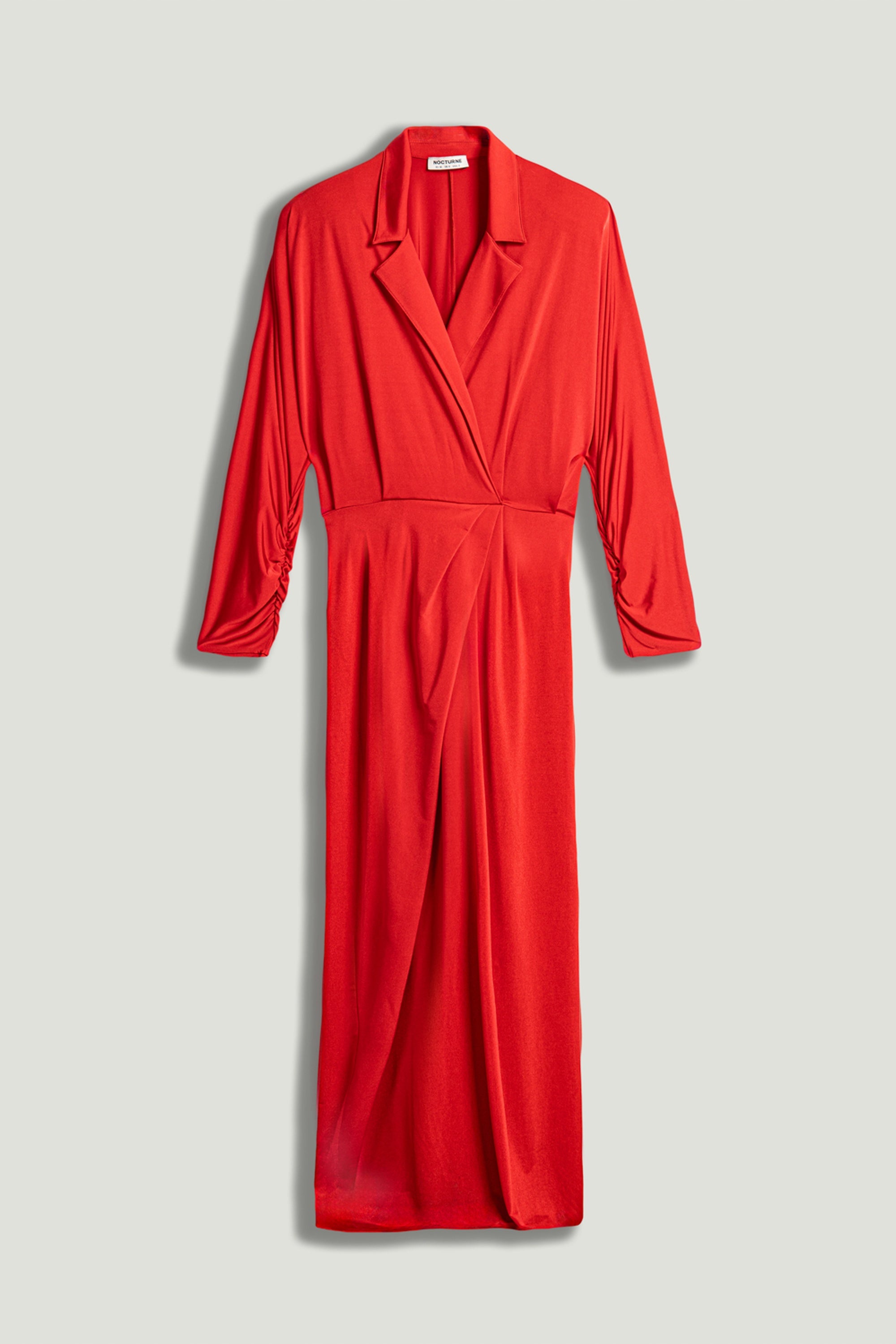 Shirt Collar Draped Maxi Dress