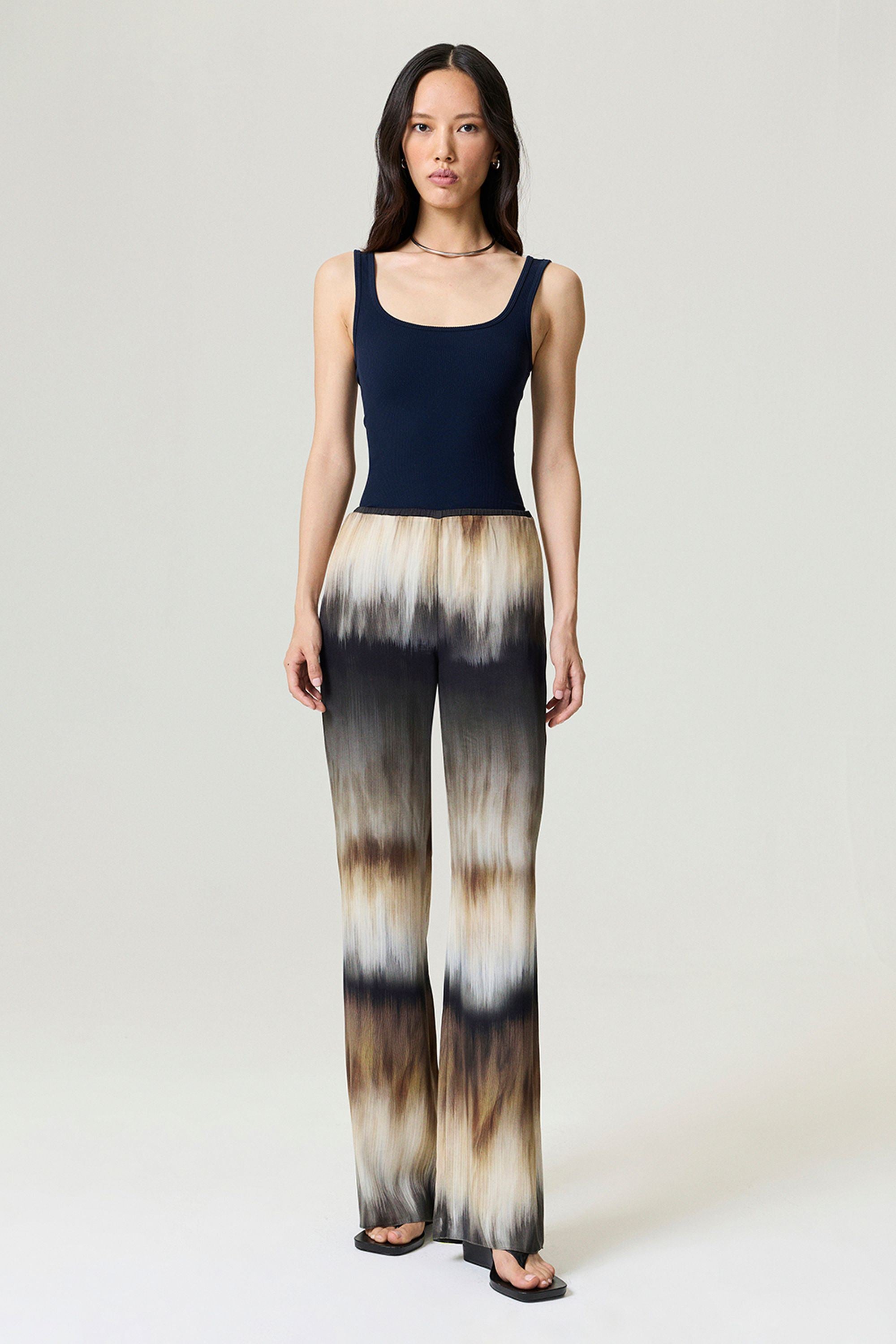 Batik Print Wide-Leg Pants