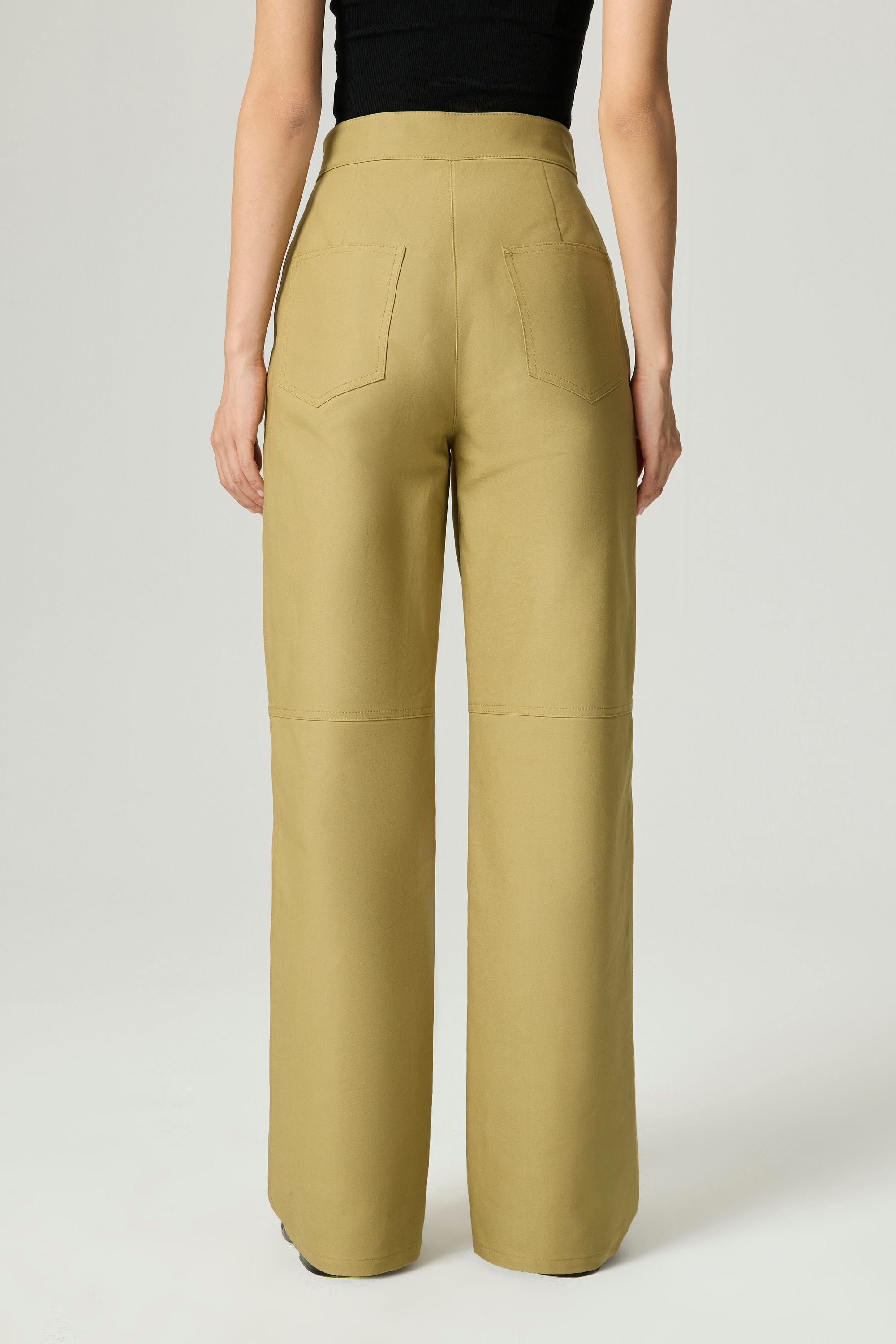 Side-Buckle High-Waist Wide Trousers