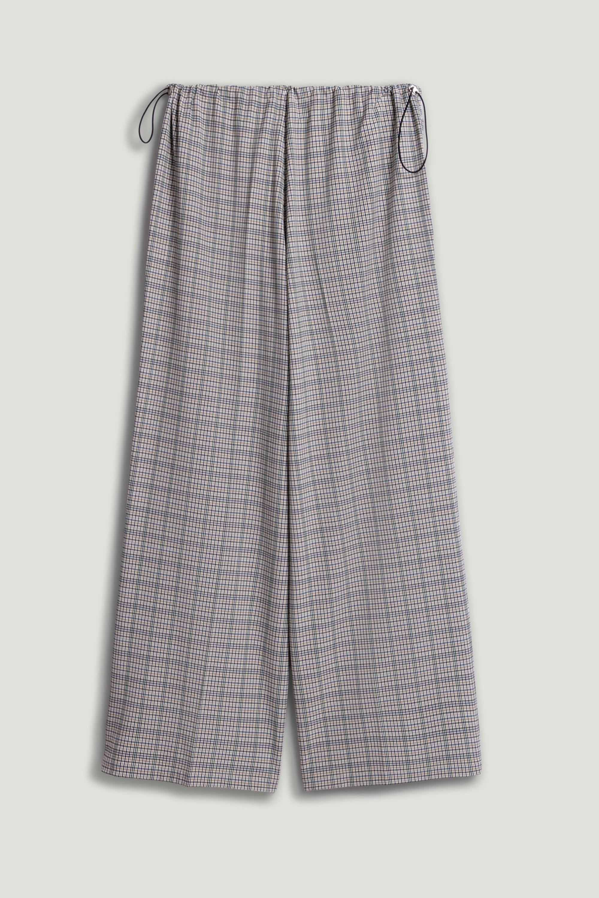 Plaid Wide-Leg Drawstring Pants