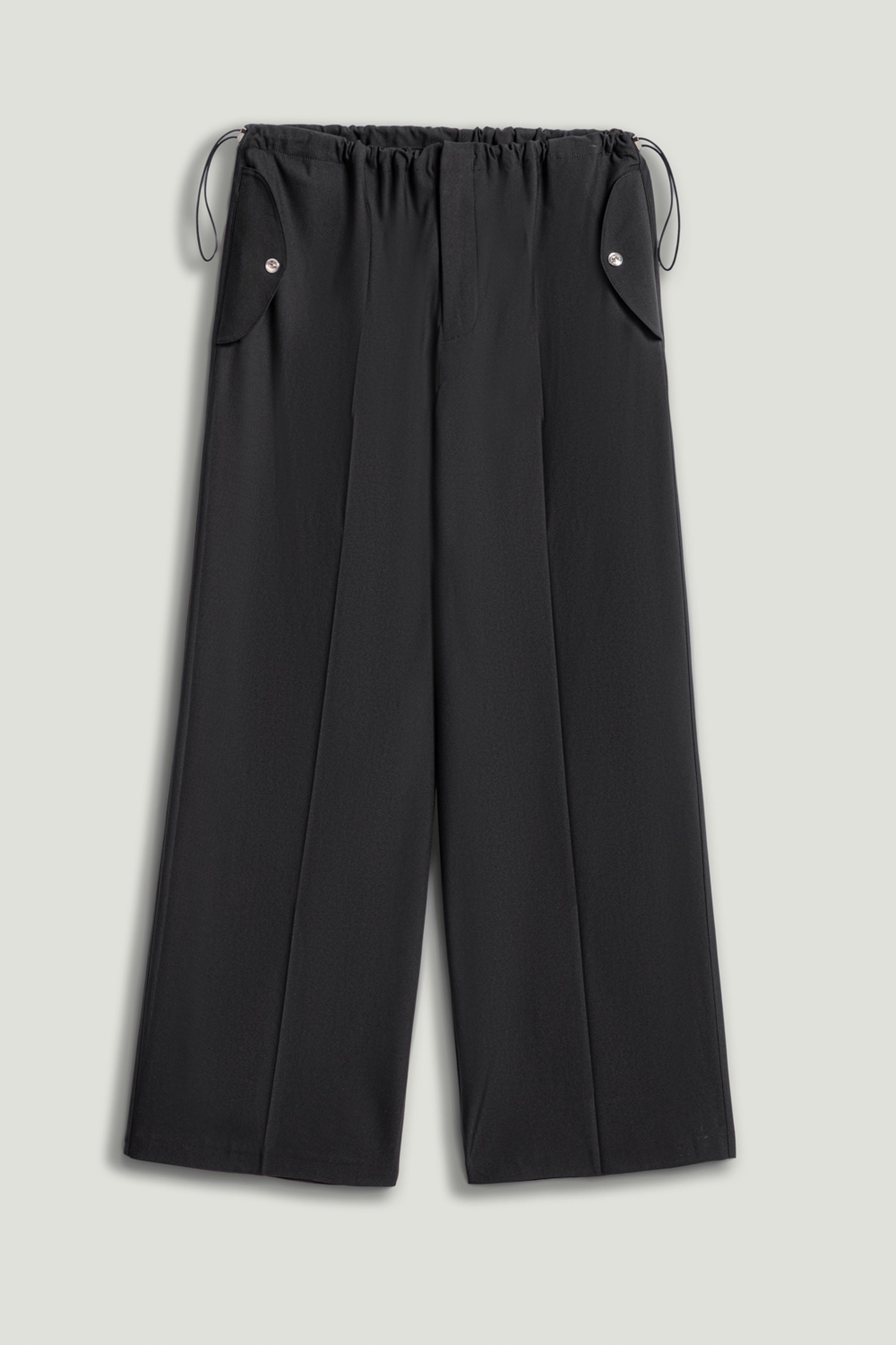 Relaxed Drawstring Wide-Leg Pants