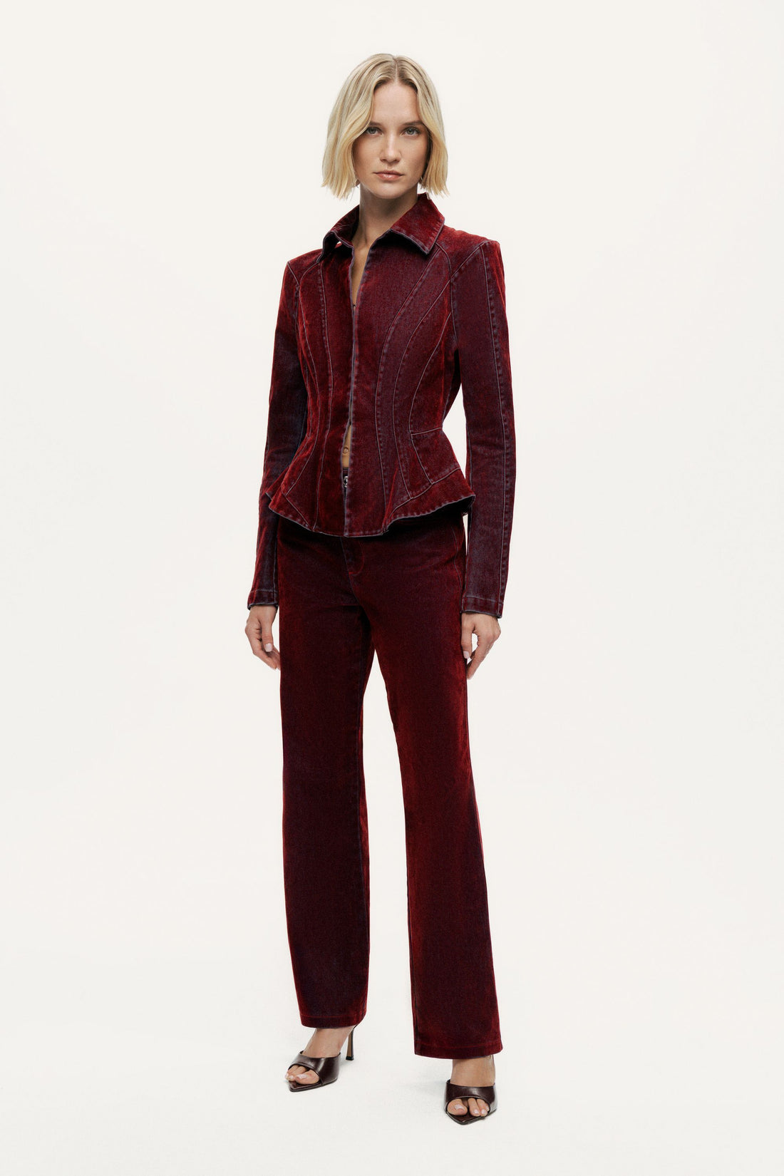 Velvet Straight-Leg Pants