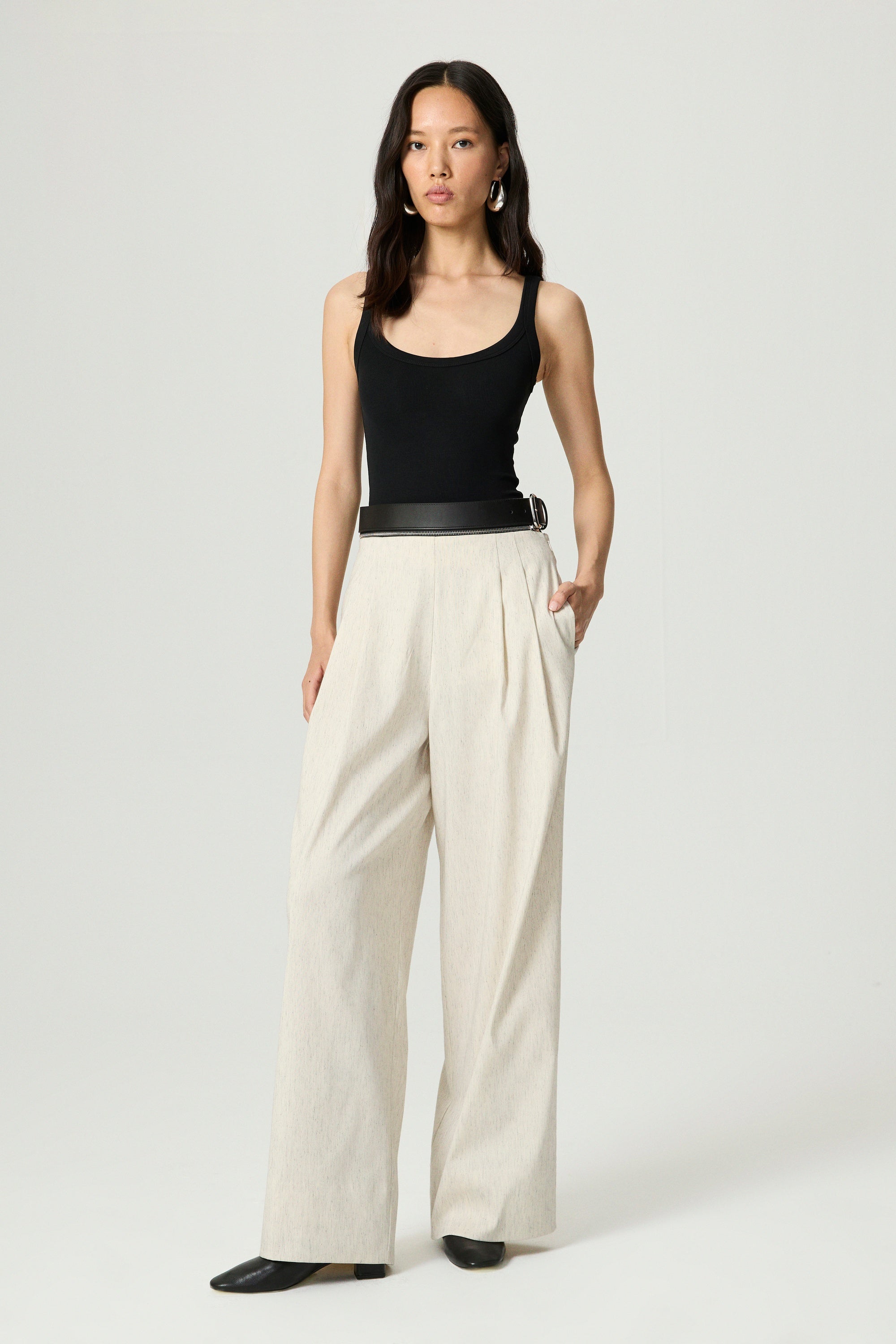 Pleated Wide-Leg Pants