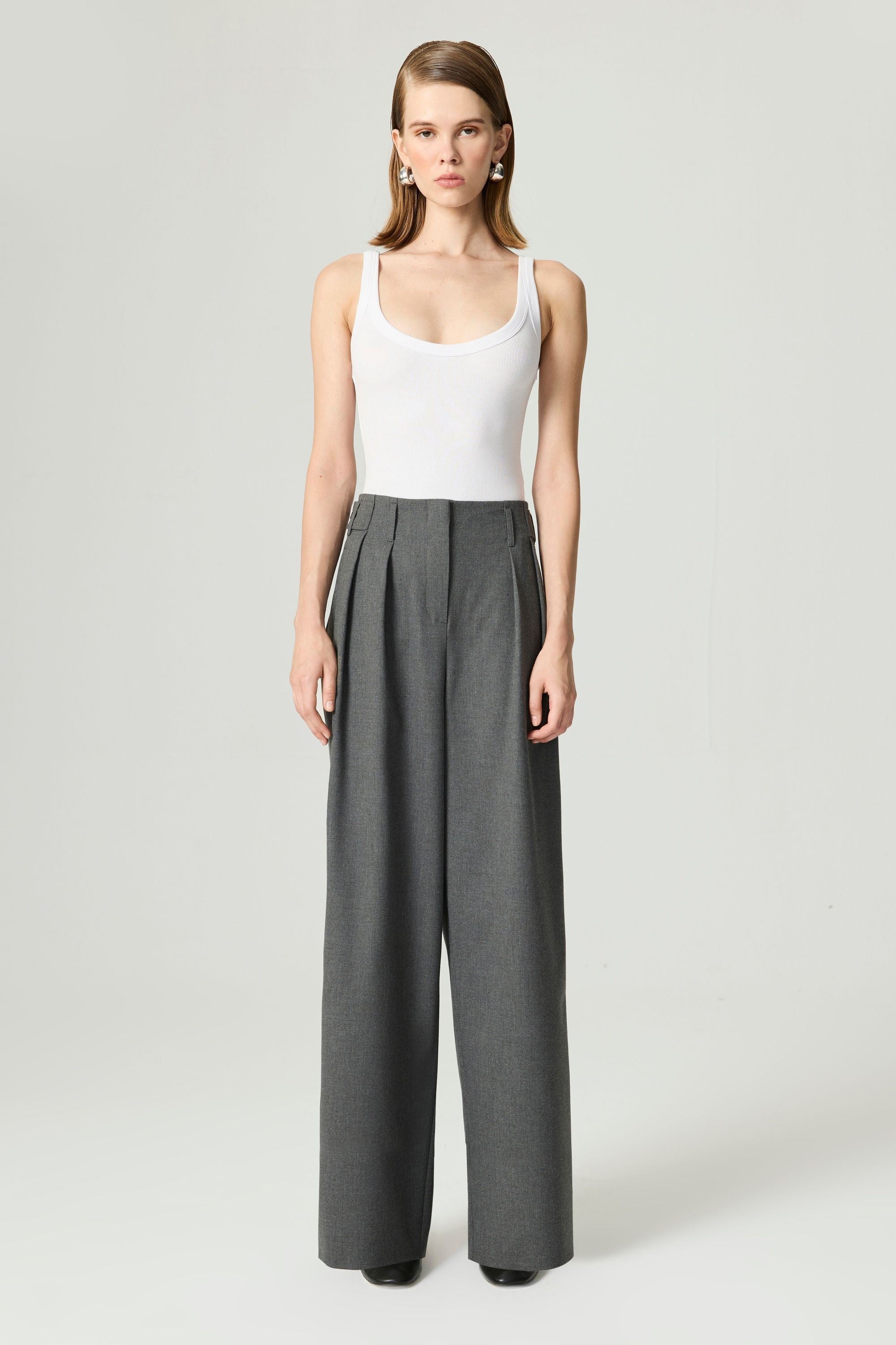High-Waist Pleated Wide-Leg Pants