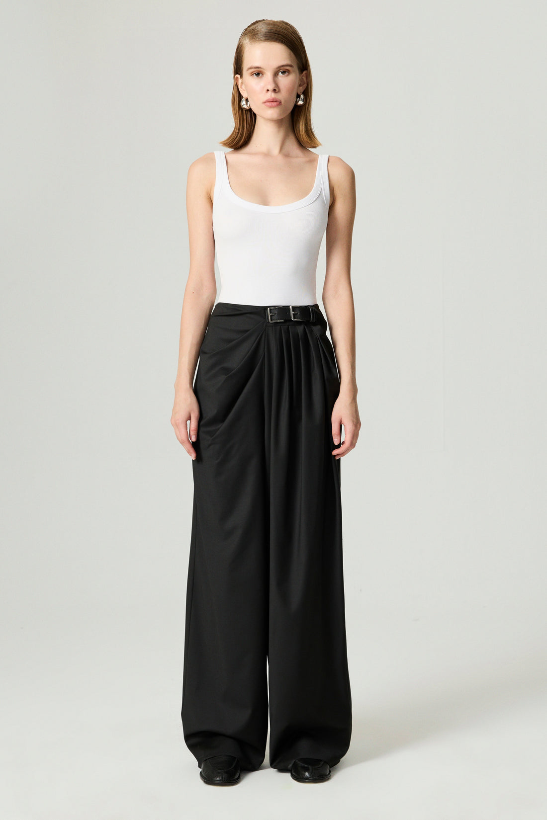 Double-Buckle High-Waist Pants