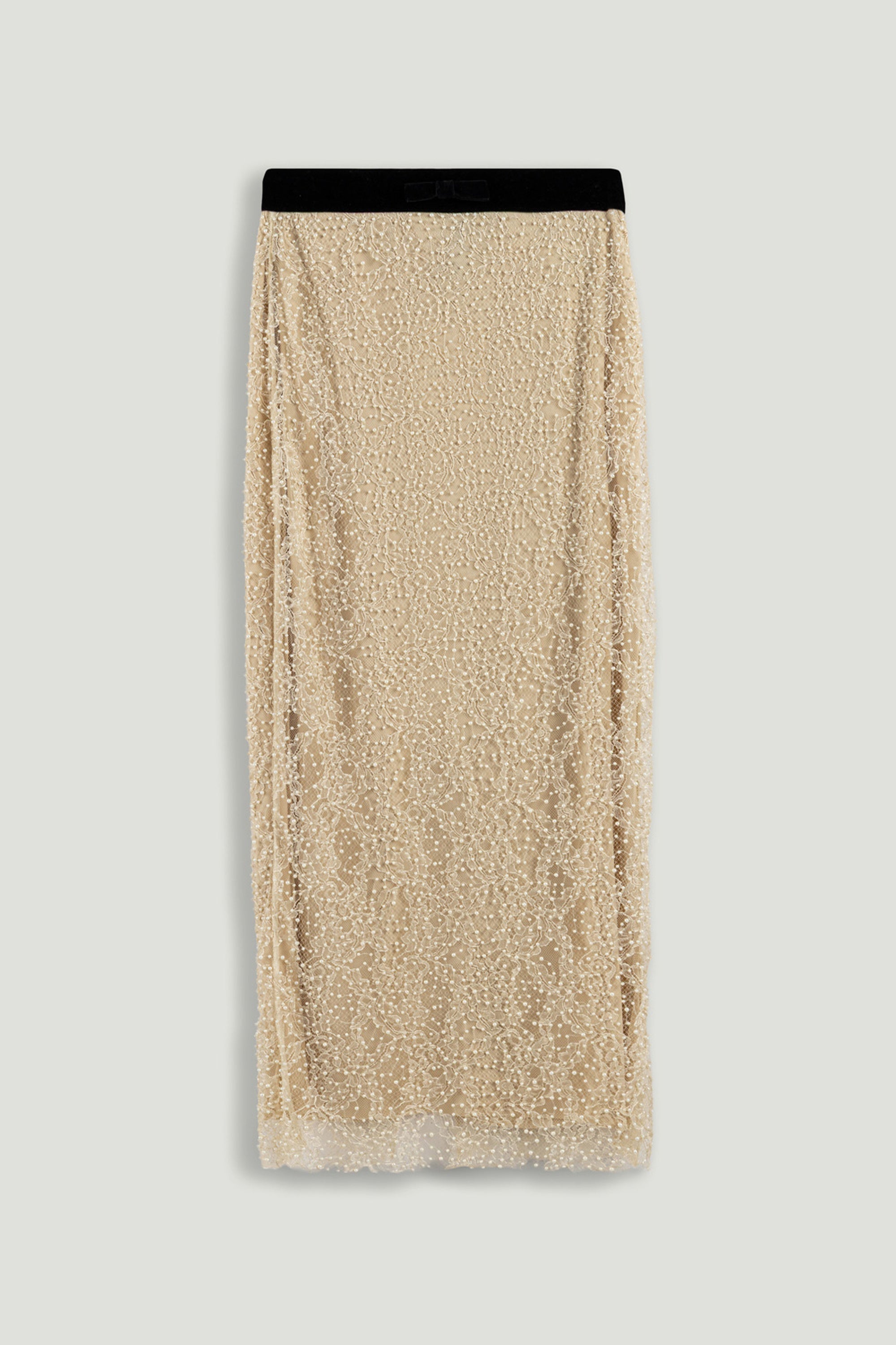 Pearl Embellished Pencil Skirt