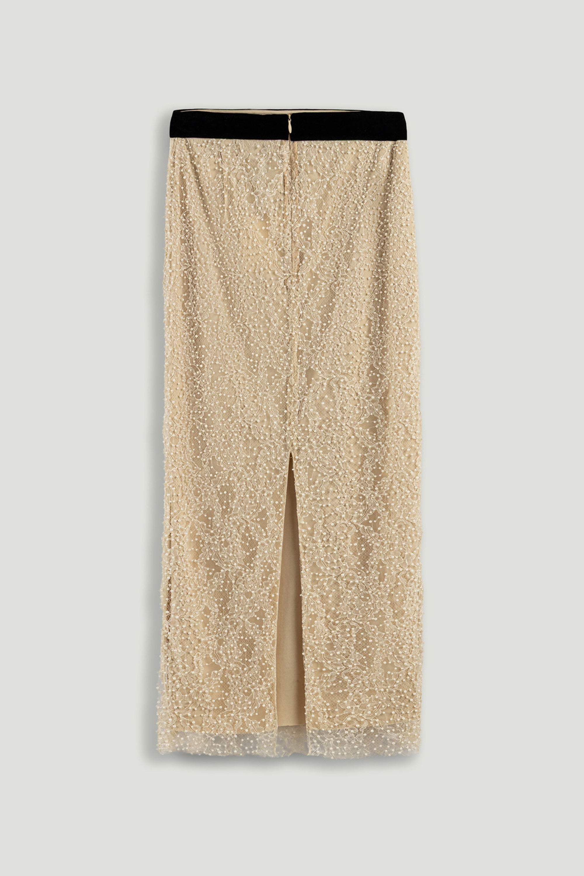 Pearl Embellished Pencil Skirt