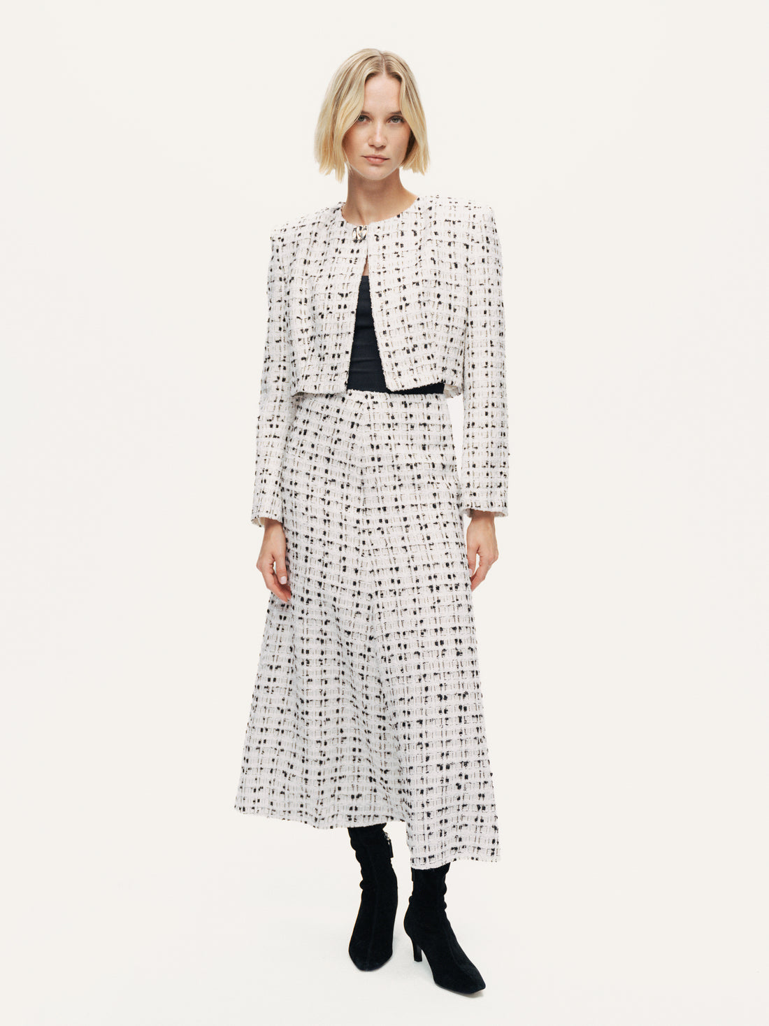 Patterned A-Line Midi Skirt