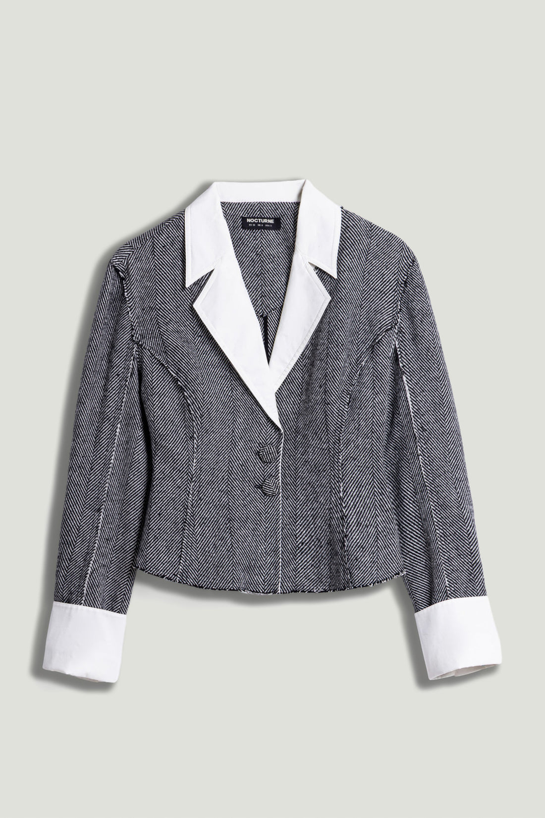 Contrast Lapel Tailored Textured Jacket