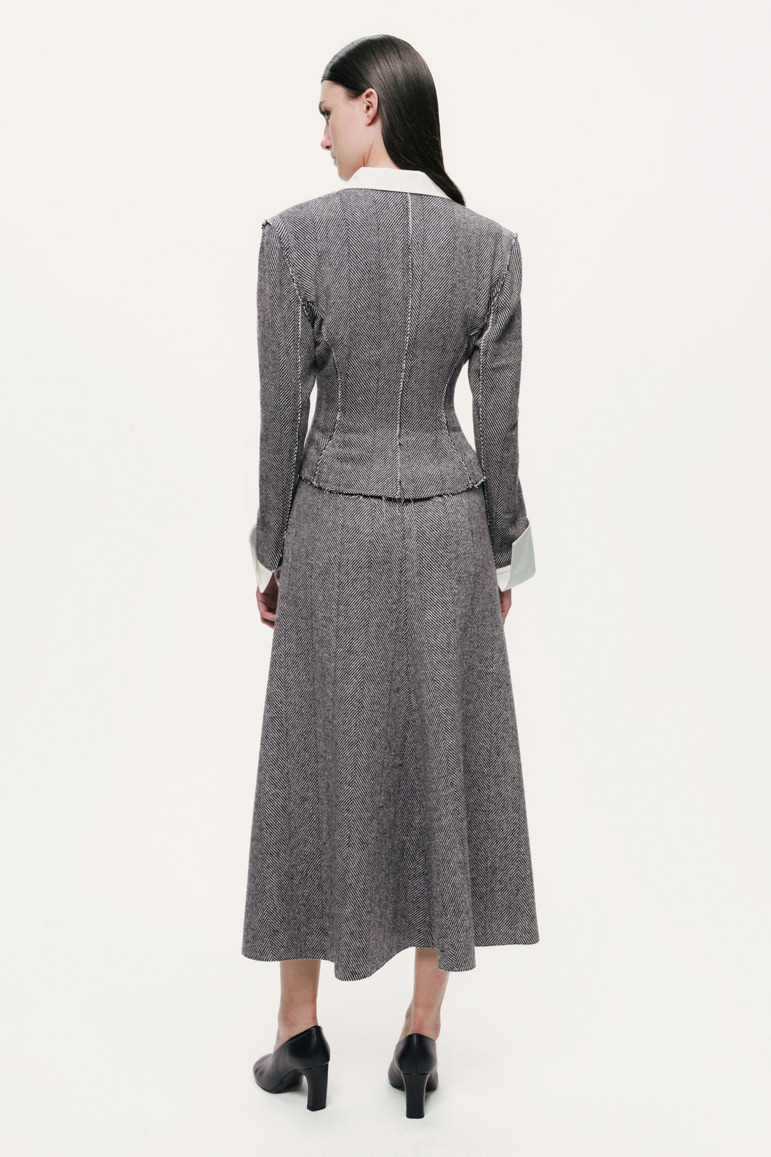 Contrast Lapel Tailored Textured Jacket