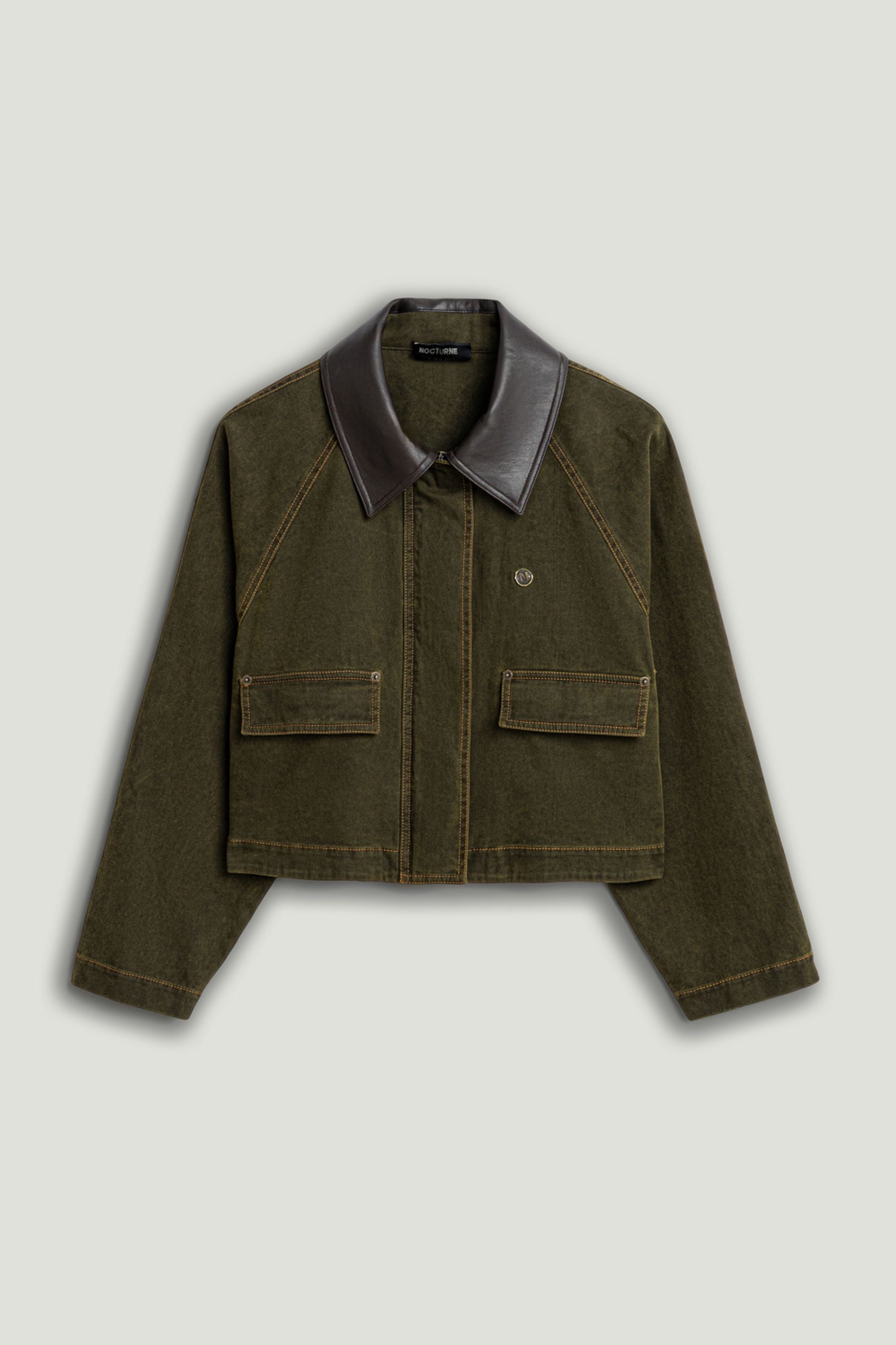 Contrast Collar Utility Cropped Jacket