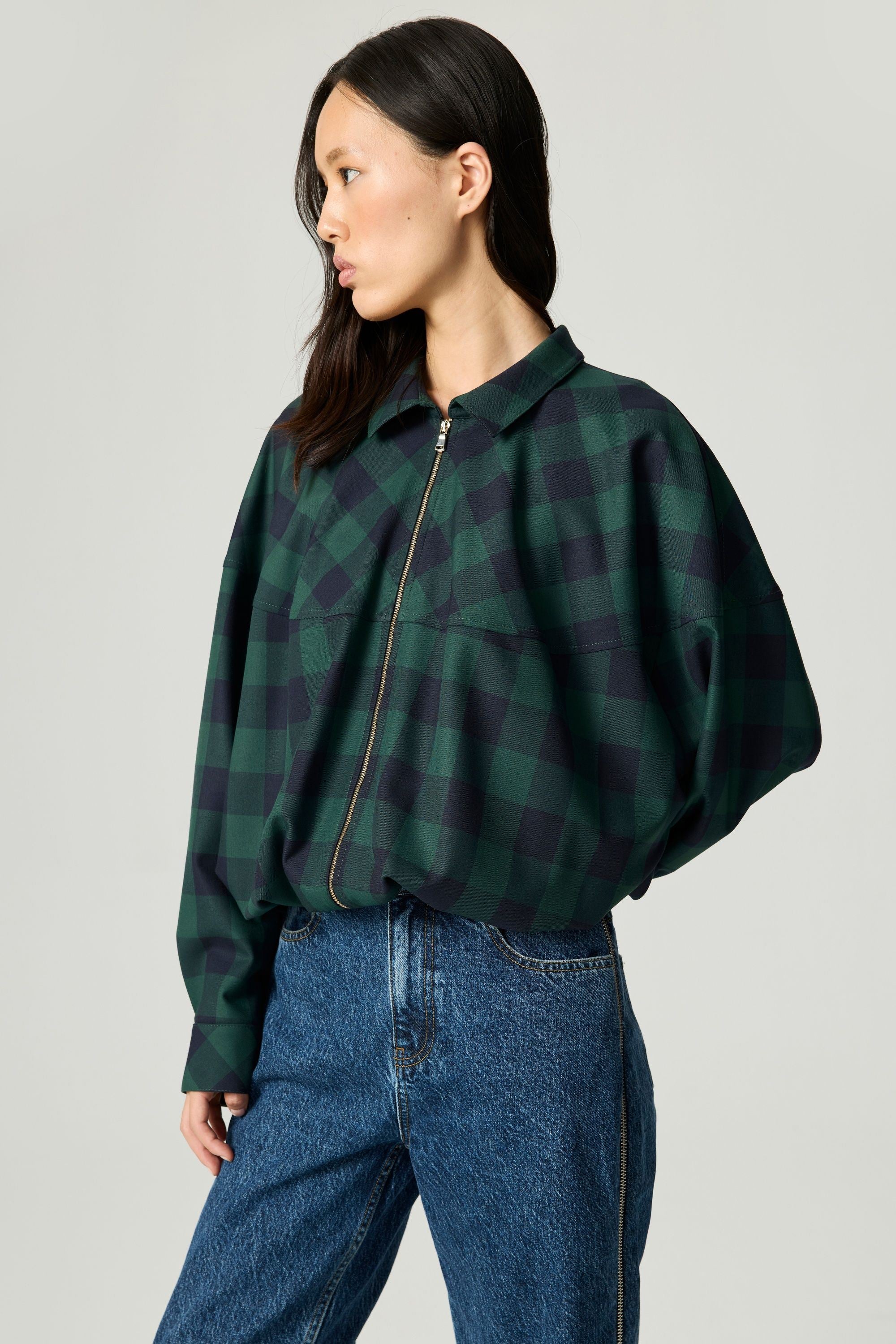 Checked Zip-Front Jacket