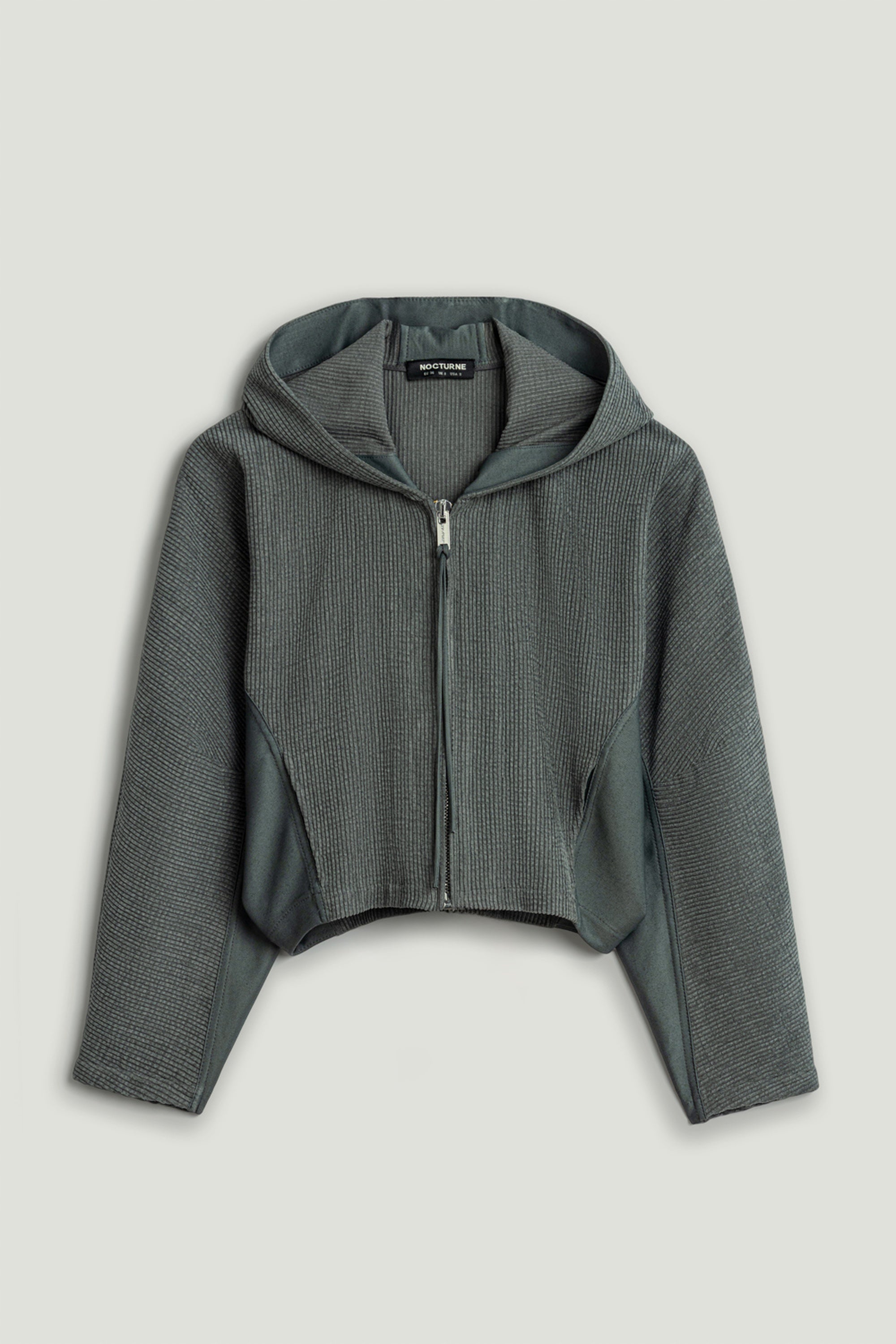 Ribbed Zip-Up Hoodie Jacket