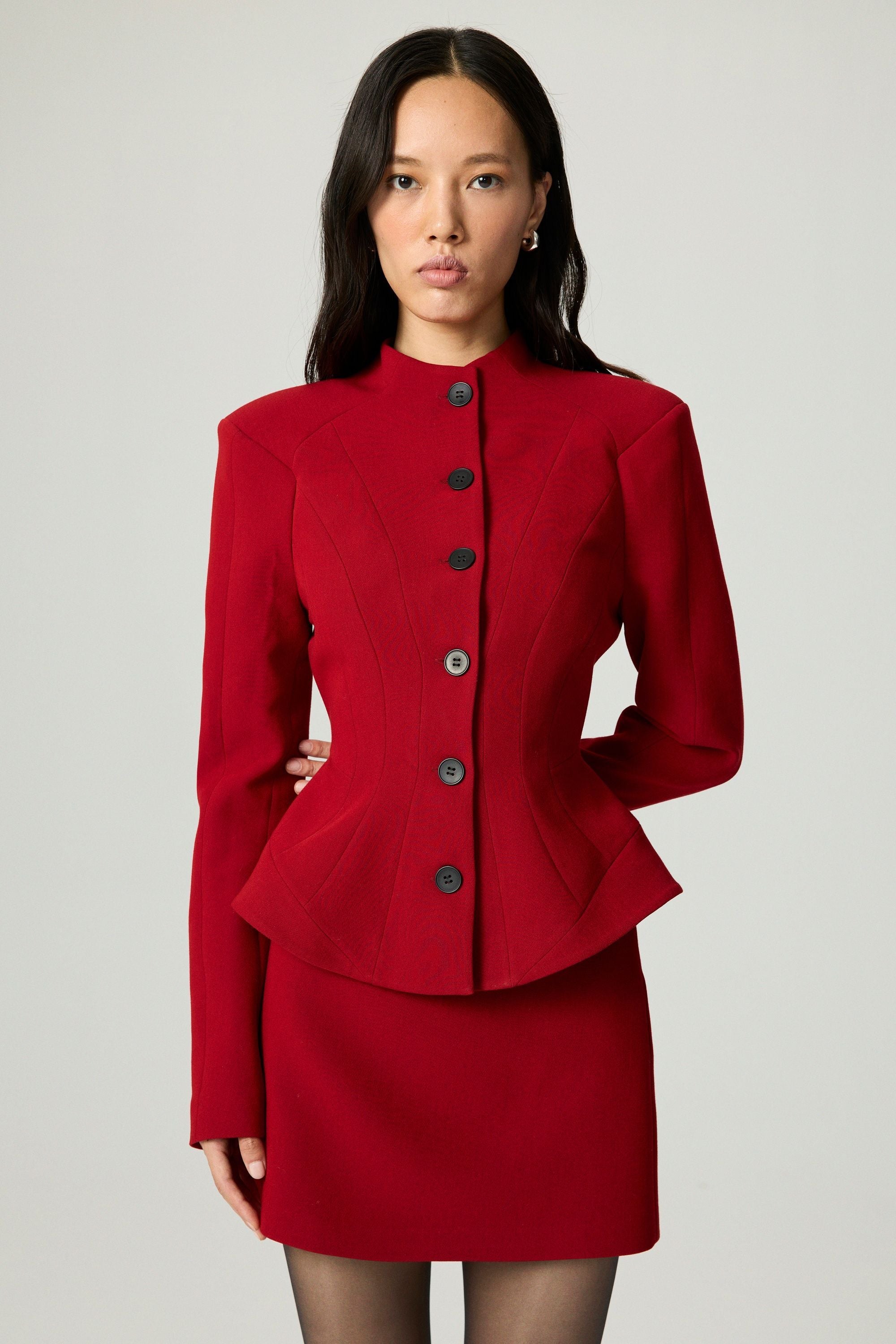 Stand Collar Sculpted Jacket