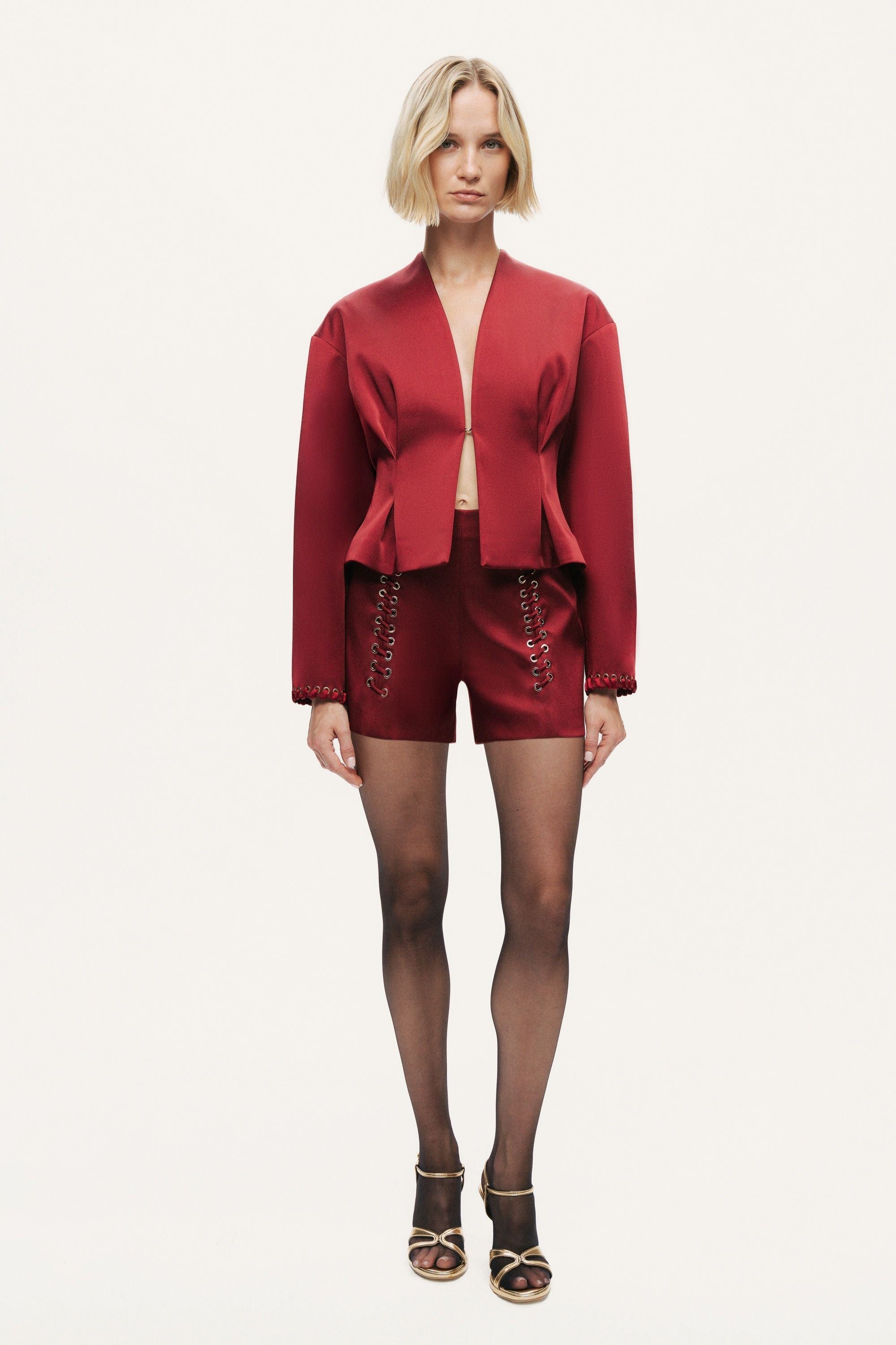 Hook-Closure Cropped Jacket