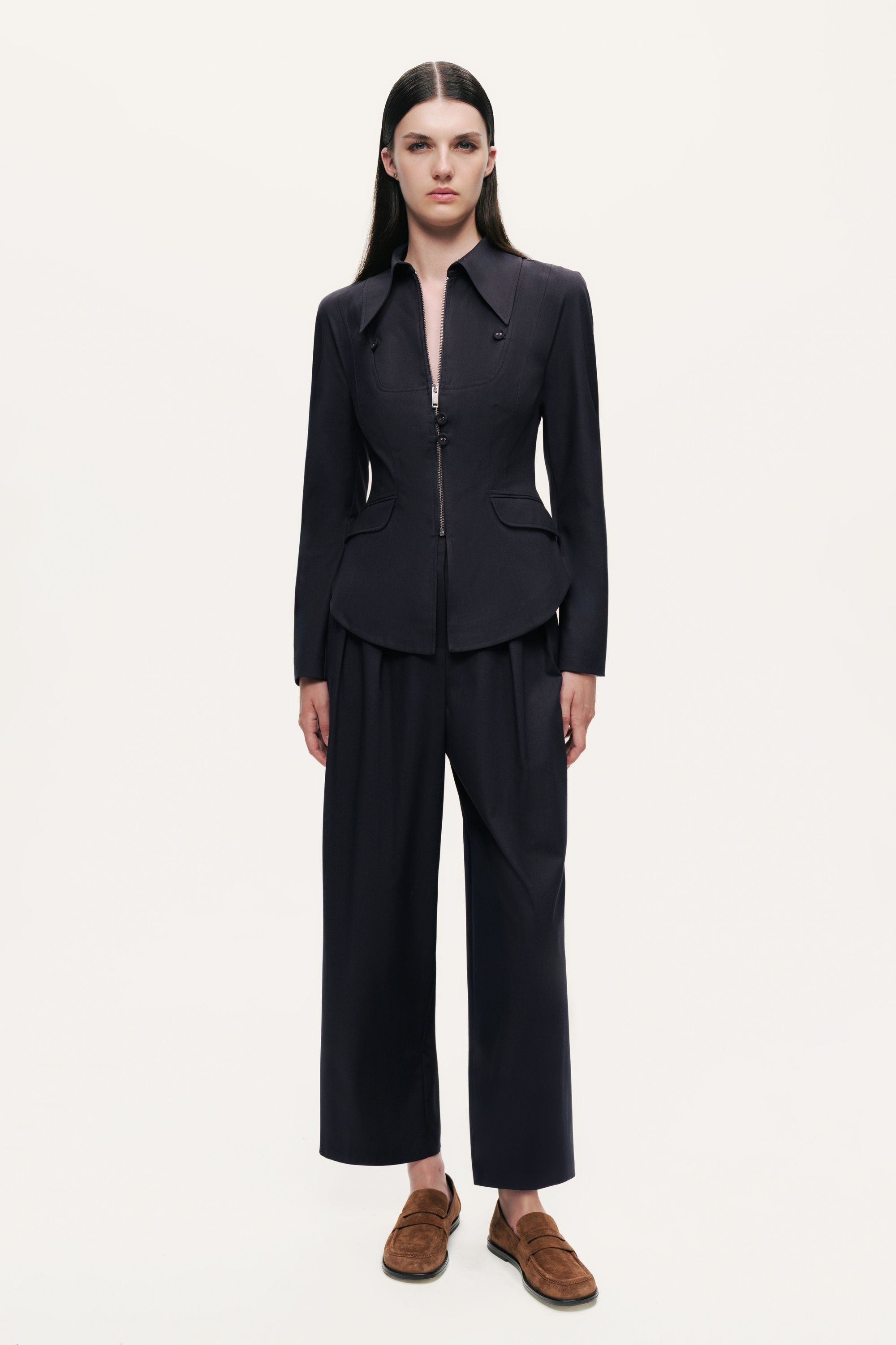 Zip-Front Tailored Jacket