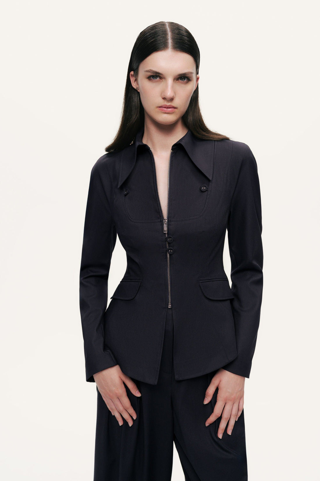 Zip-Front Tailored Jacket