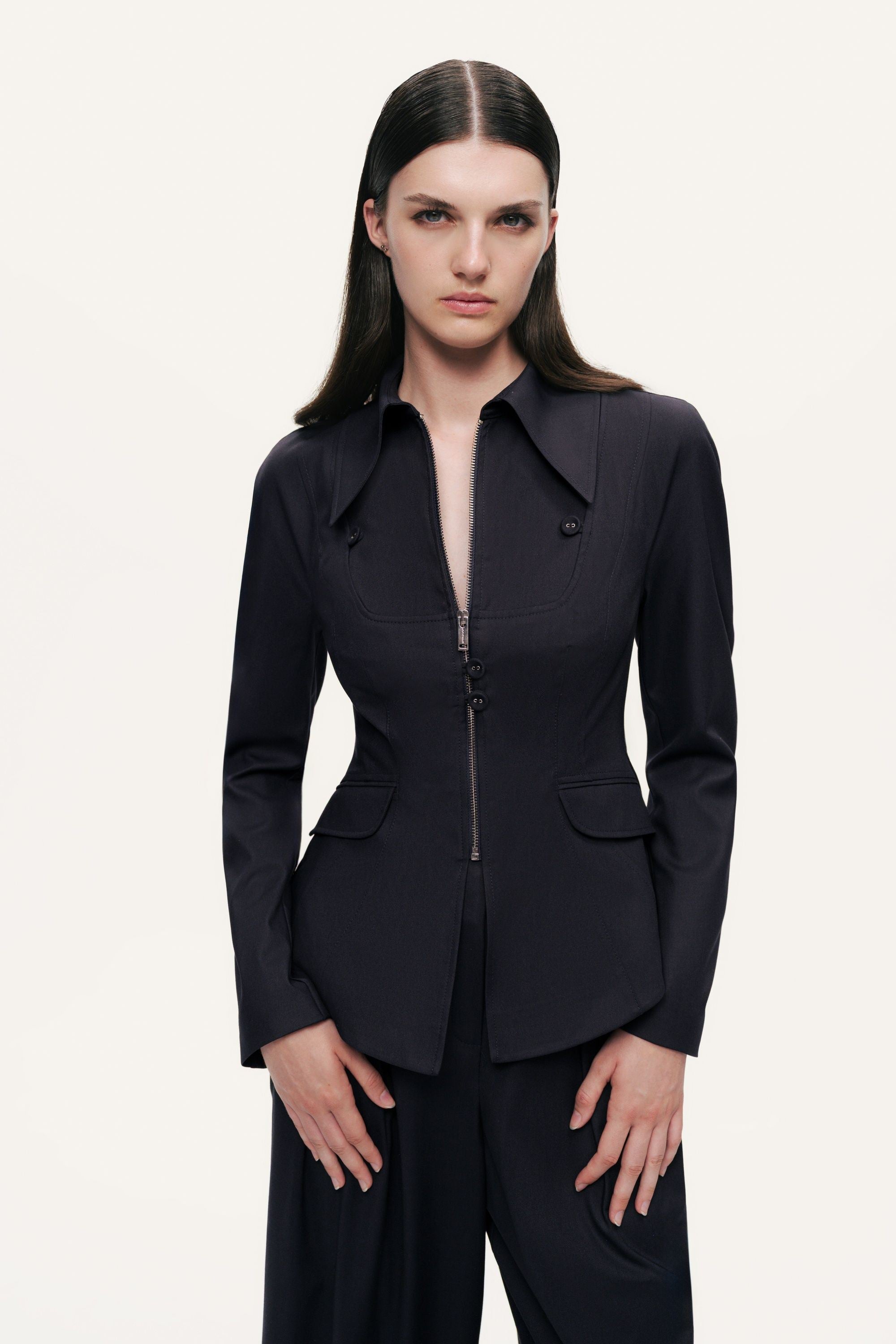 Zip-Front Tailored Jacket
