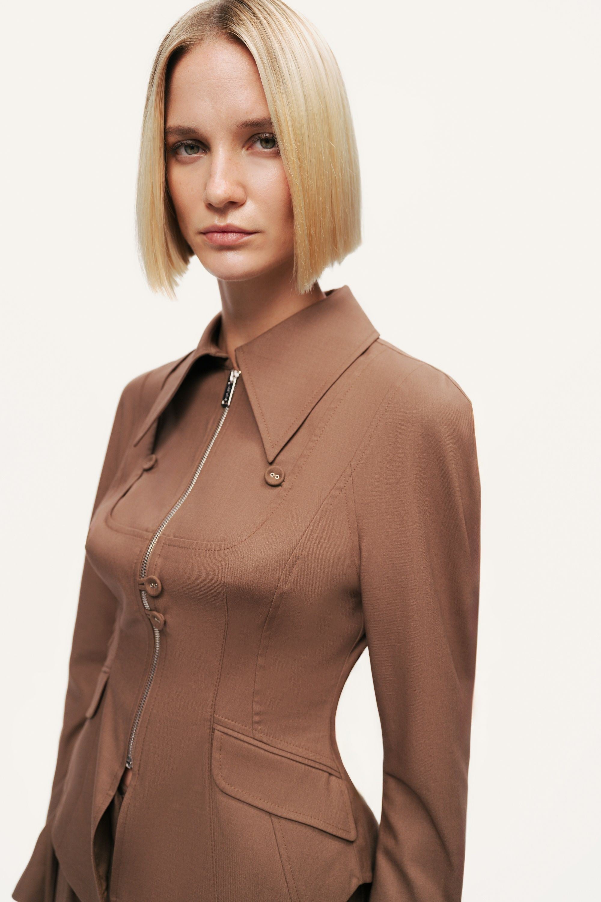 Zip-Front Tailored Jacket