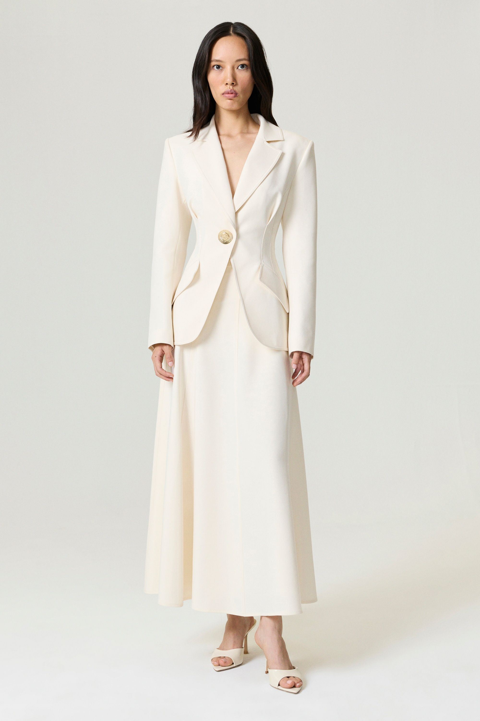 Gold Accent Padded Shoulder Jacket