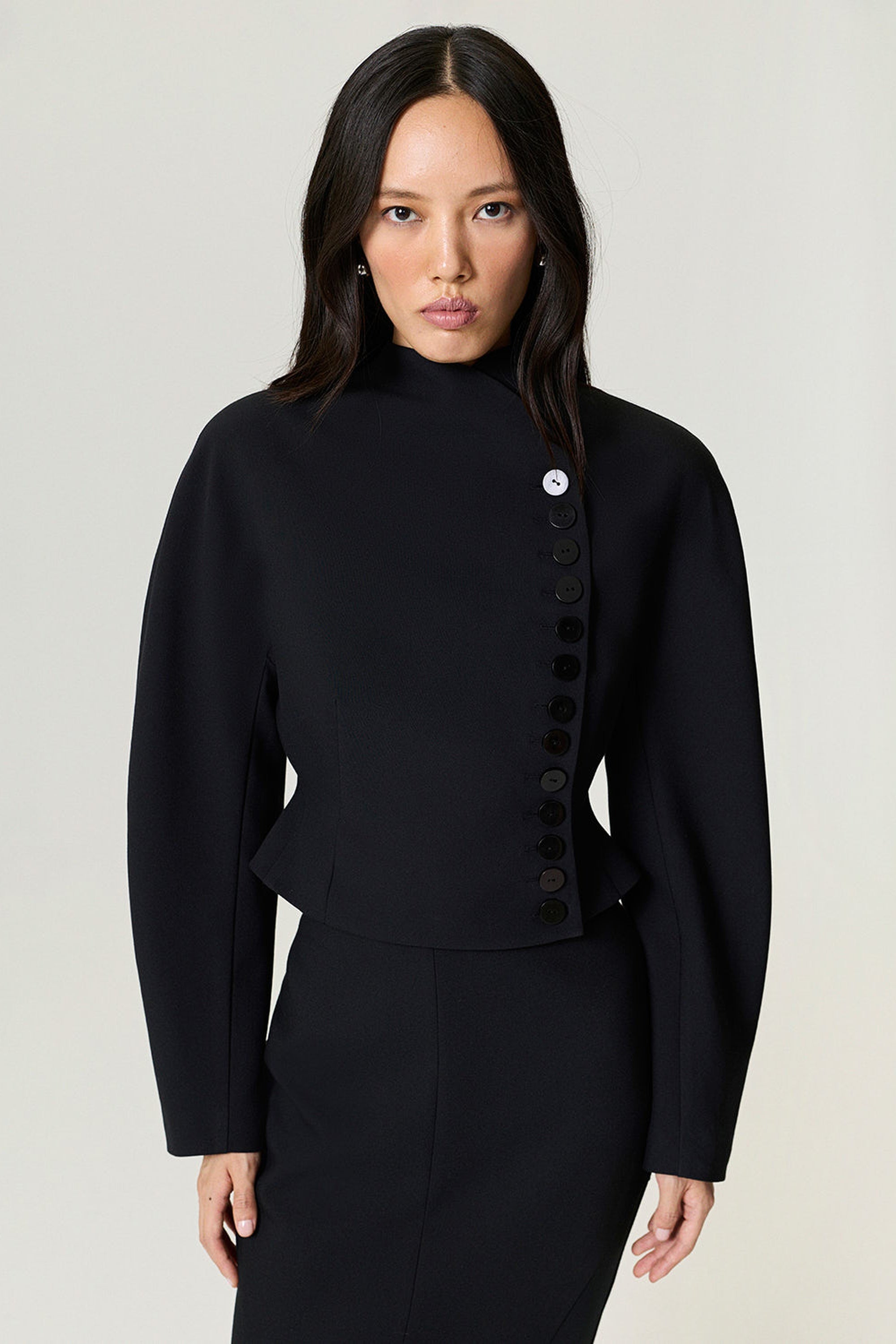 Asymmetric Buttoned Tailored Jacket