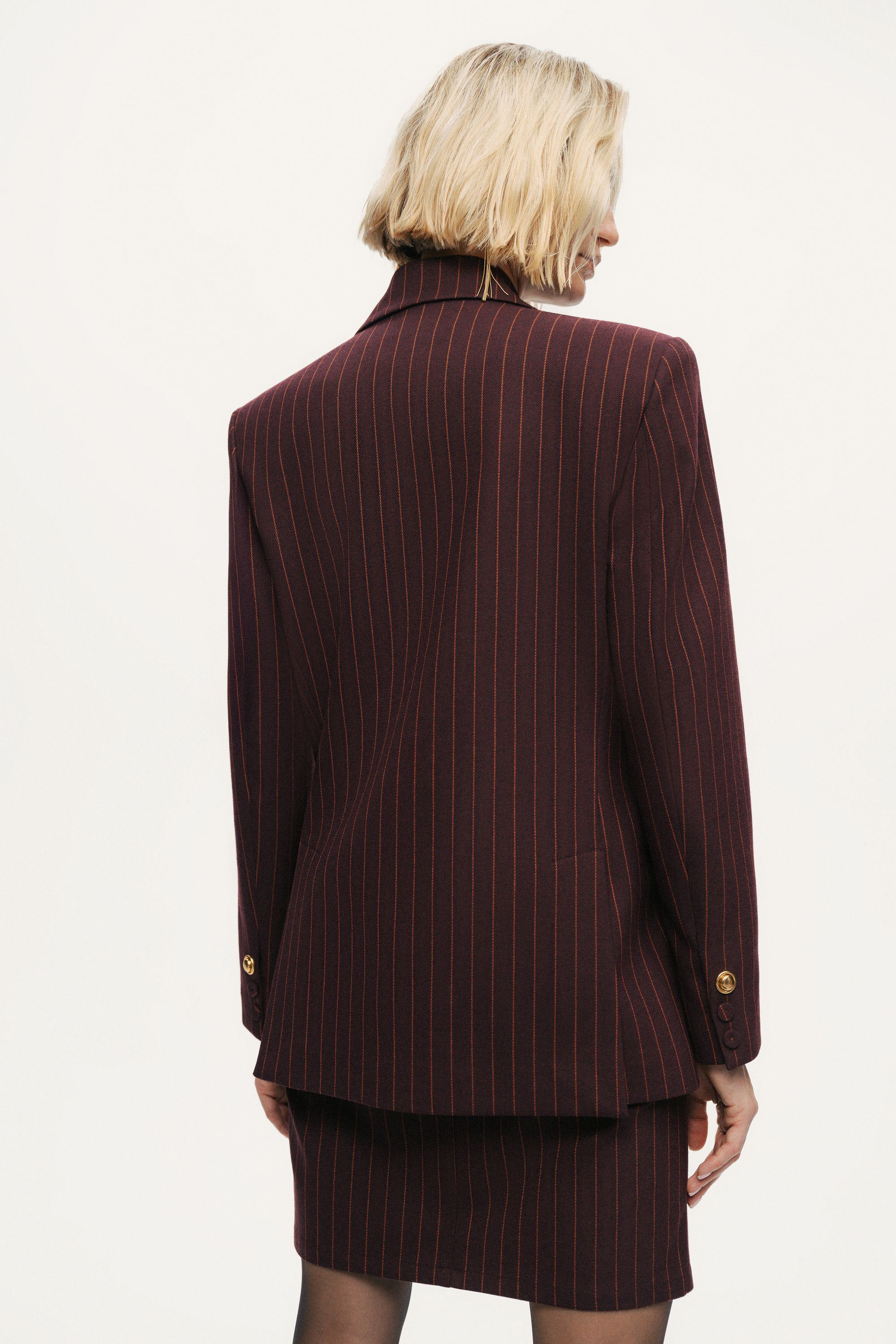Pinstripe Double-Breasted Blazer