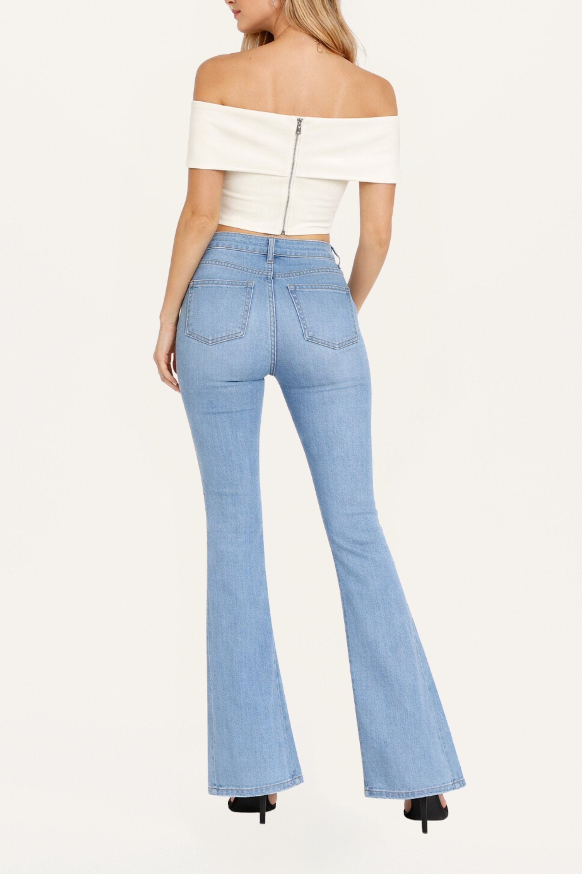 Foldover Zip-Front Bandeau Top