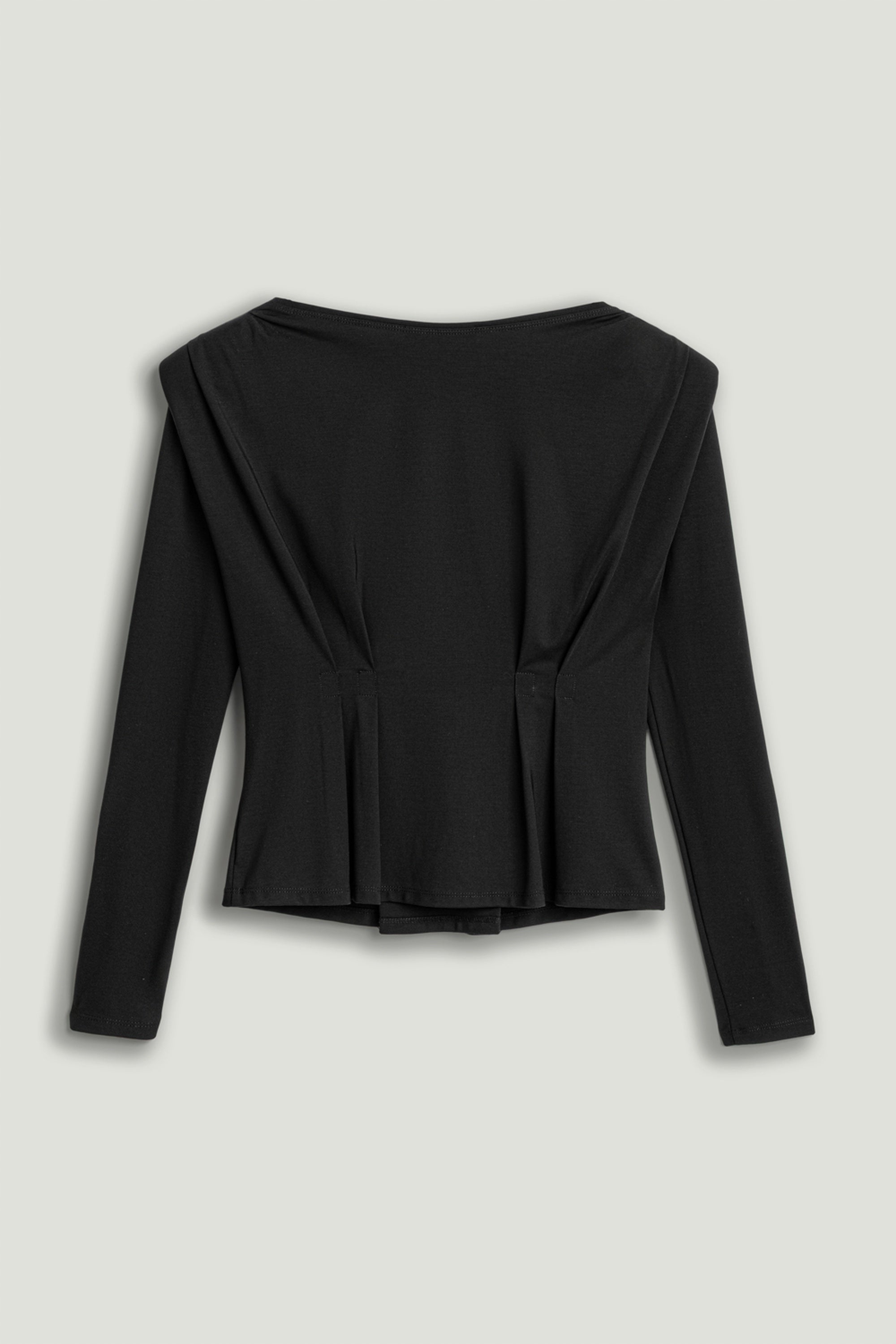 Hook-Detail Pleated Knit Blouse