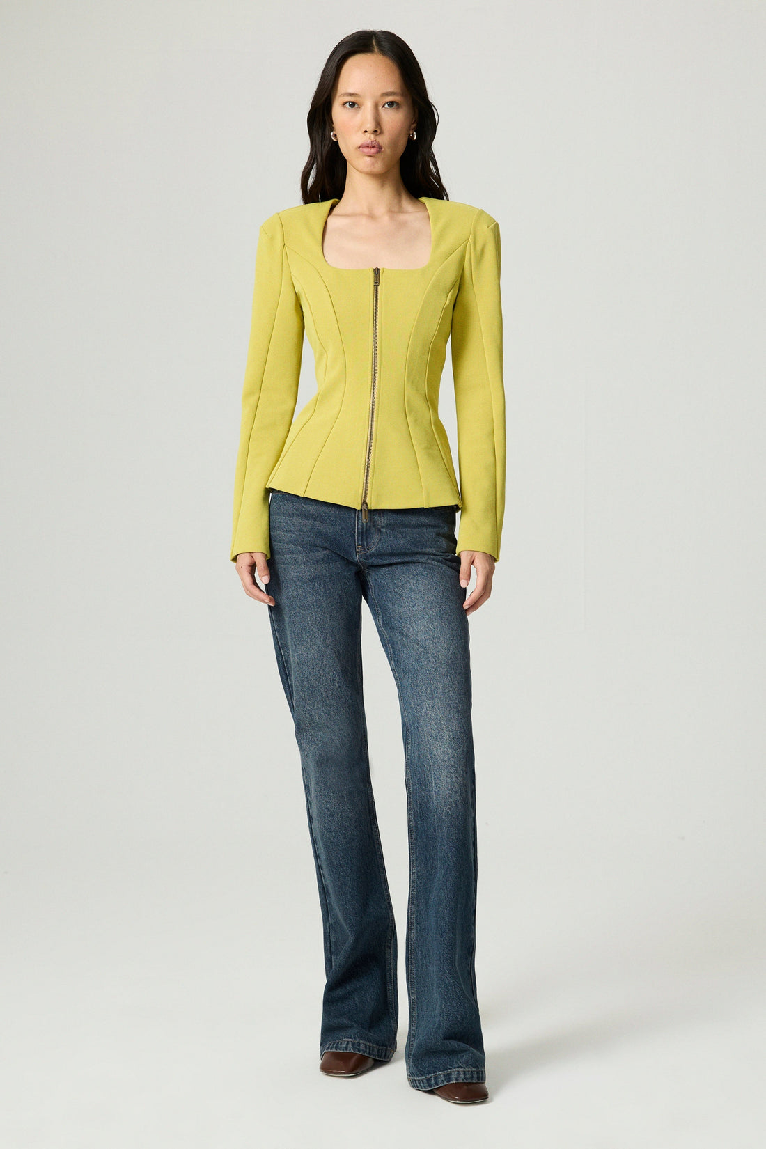 Zip-Front Structured Top