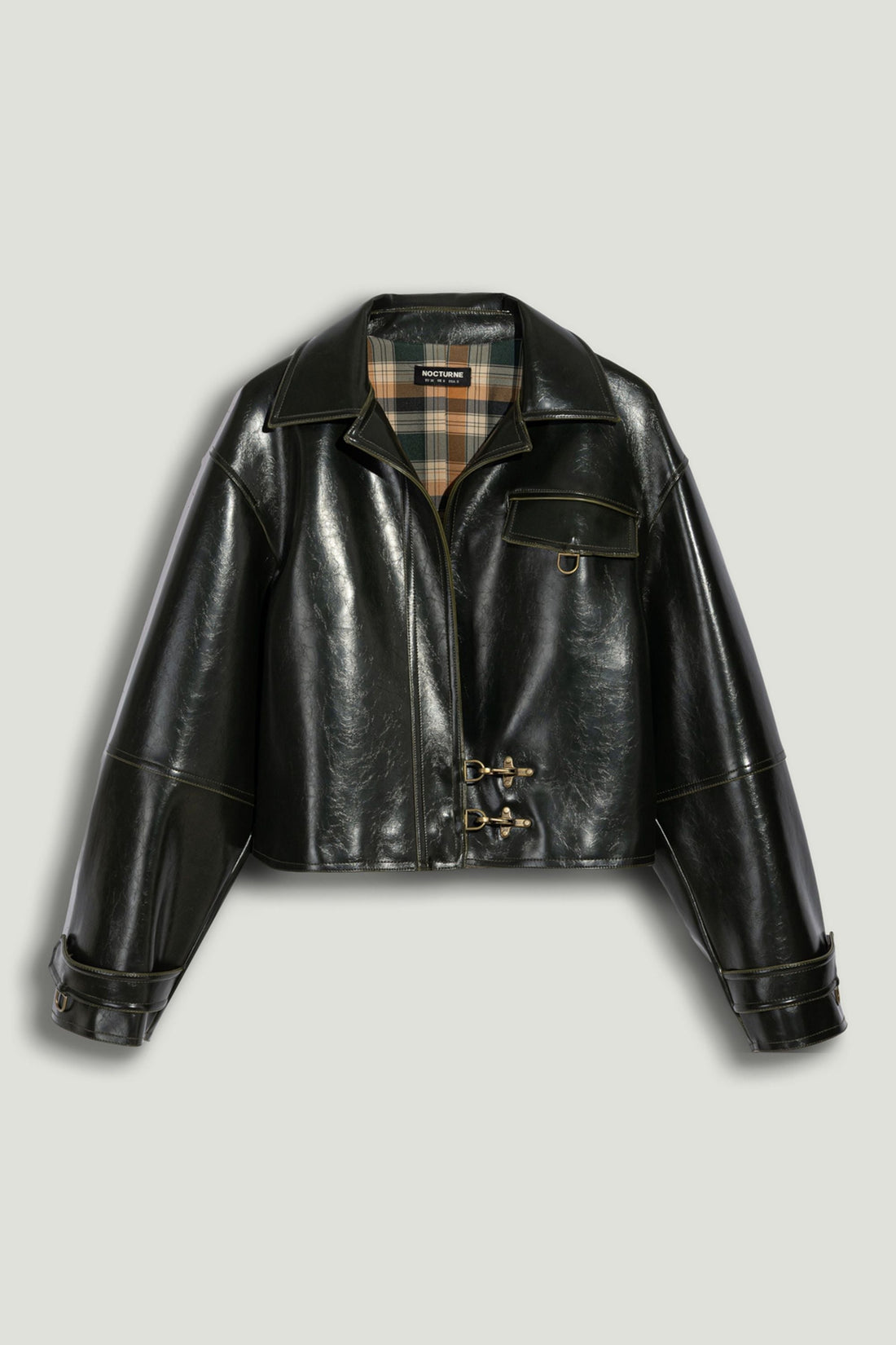 Buckle Detail Faux Leather Jacket