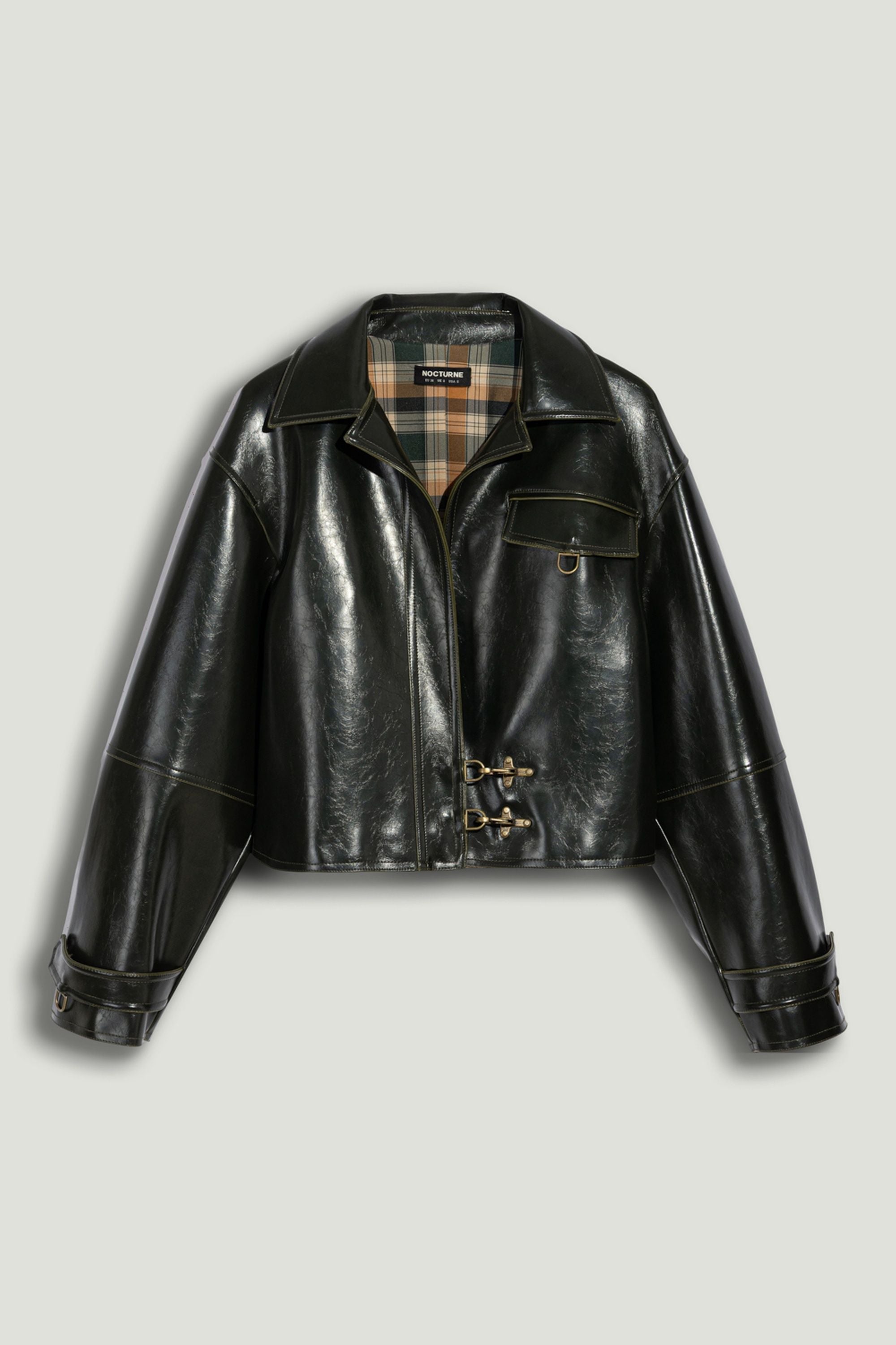 Buckle Detail Faux Leather Jacket