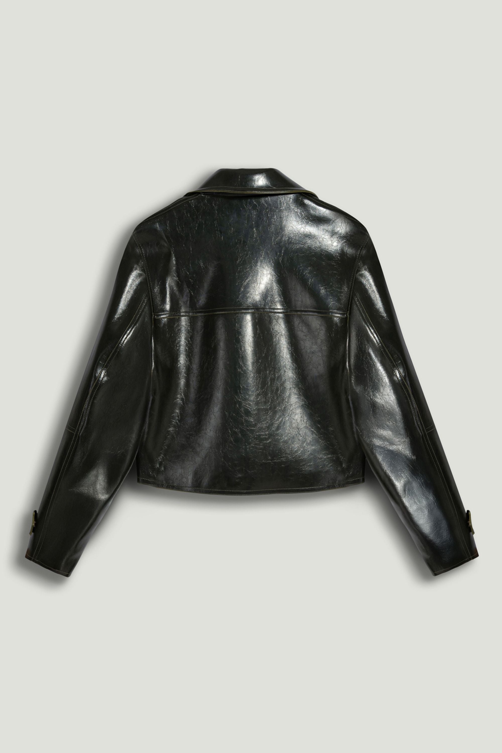 Buckle Detail Faux Leather Jacket