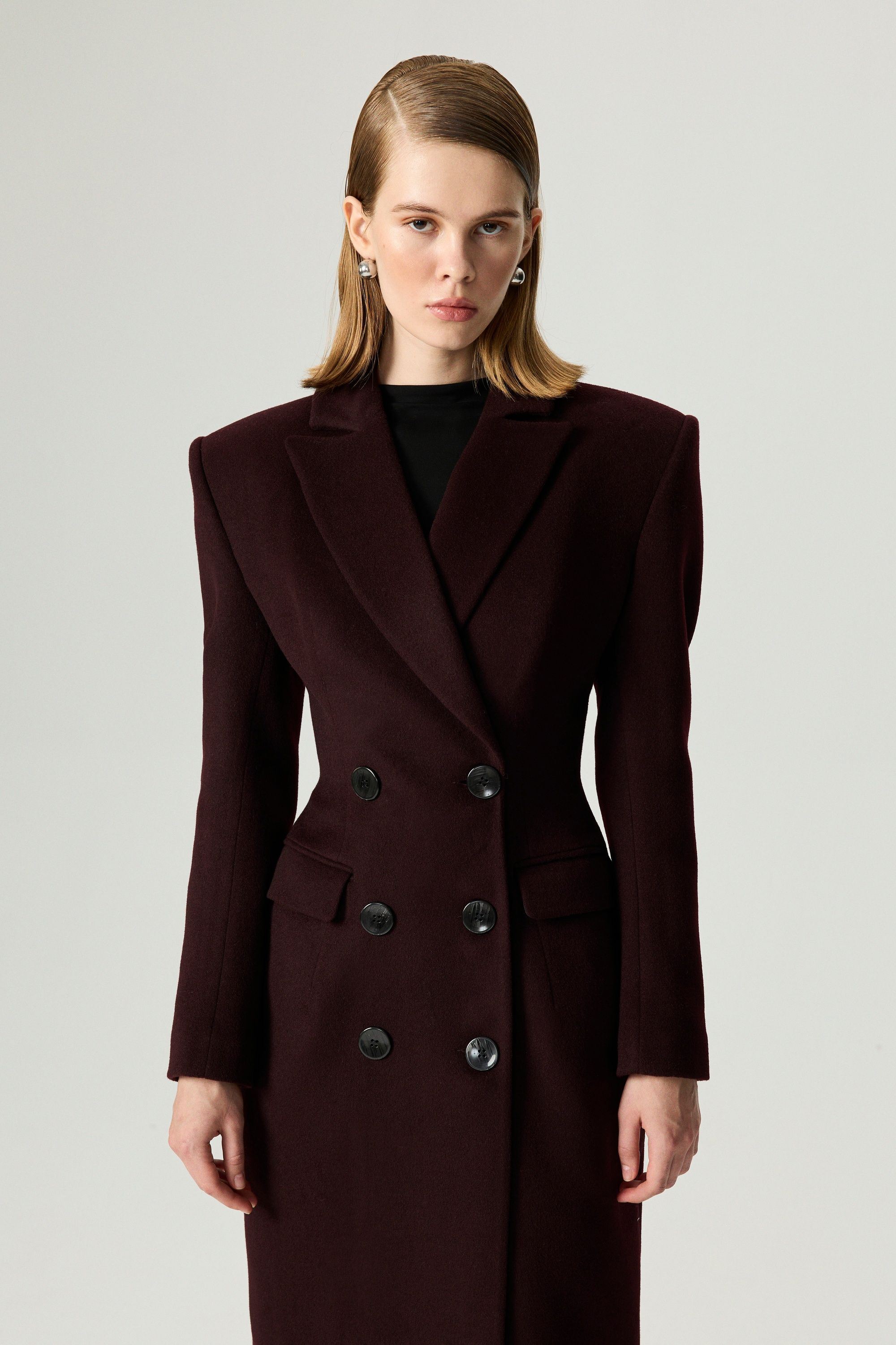 Tailored Double-Breasted Maxi Coat