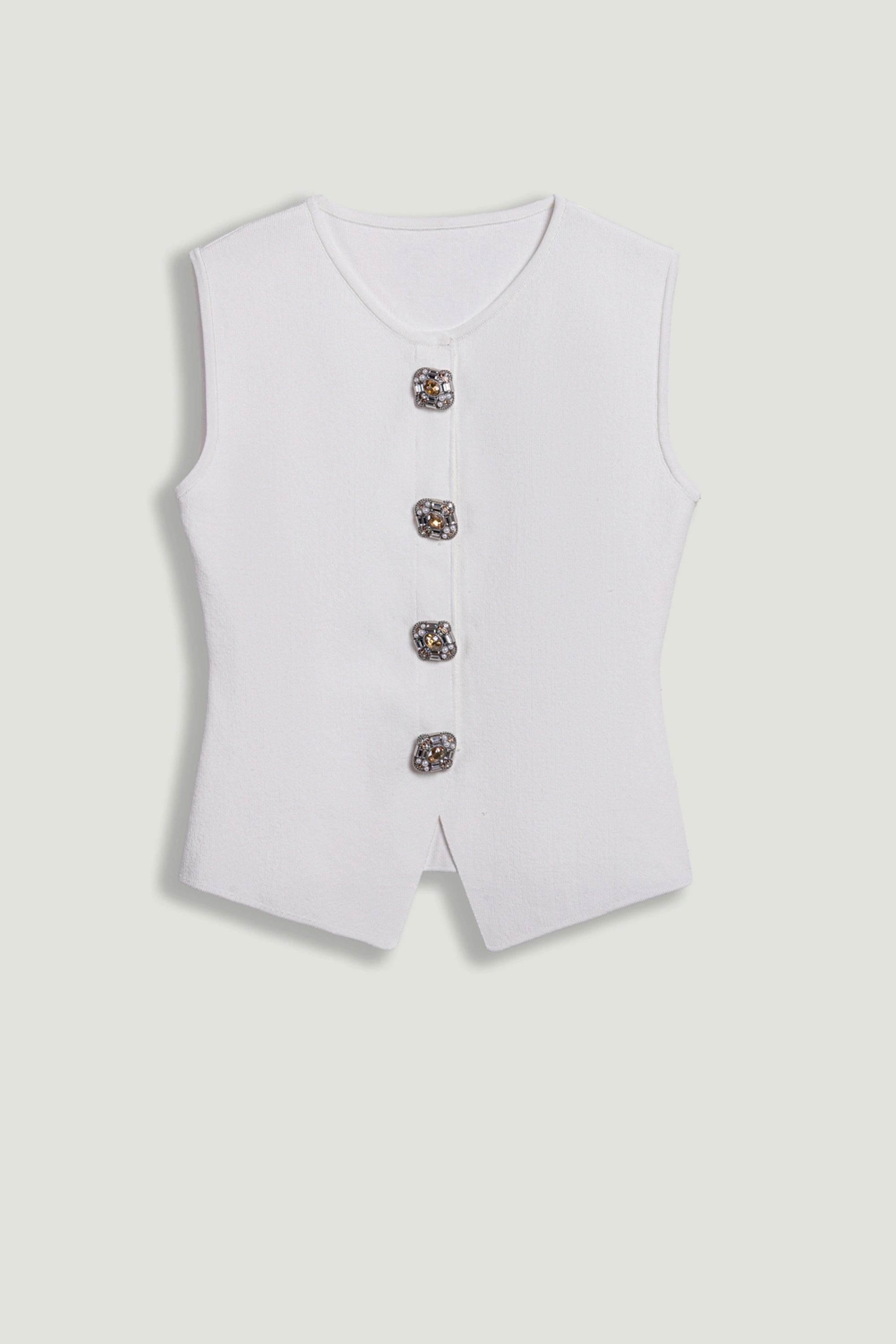 Embellished Sleeveless Knit Top