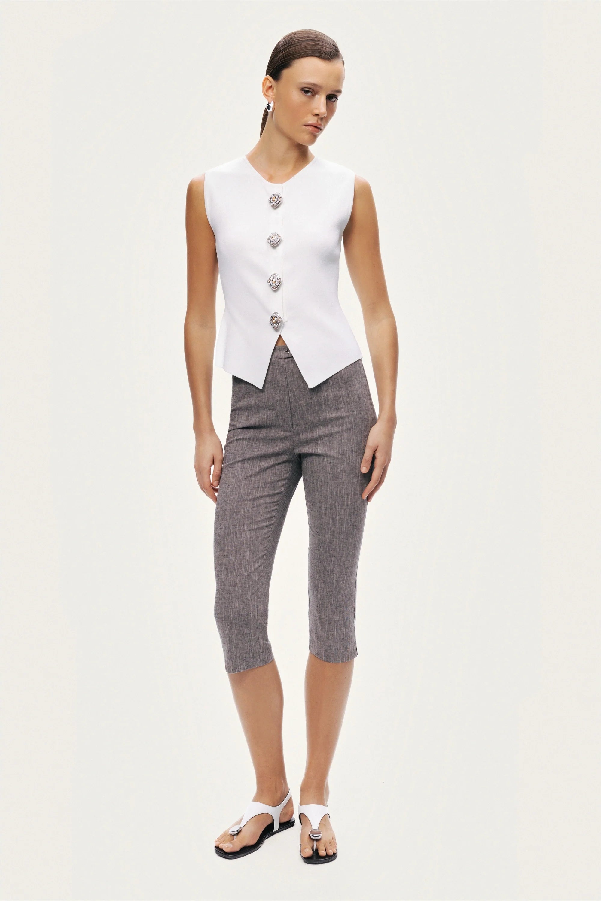 Embellished Sleeveless Knit Top