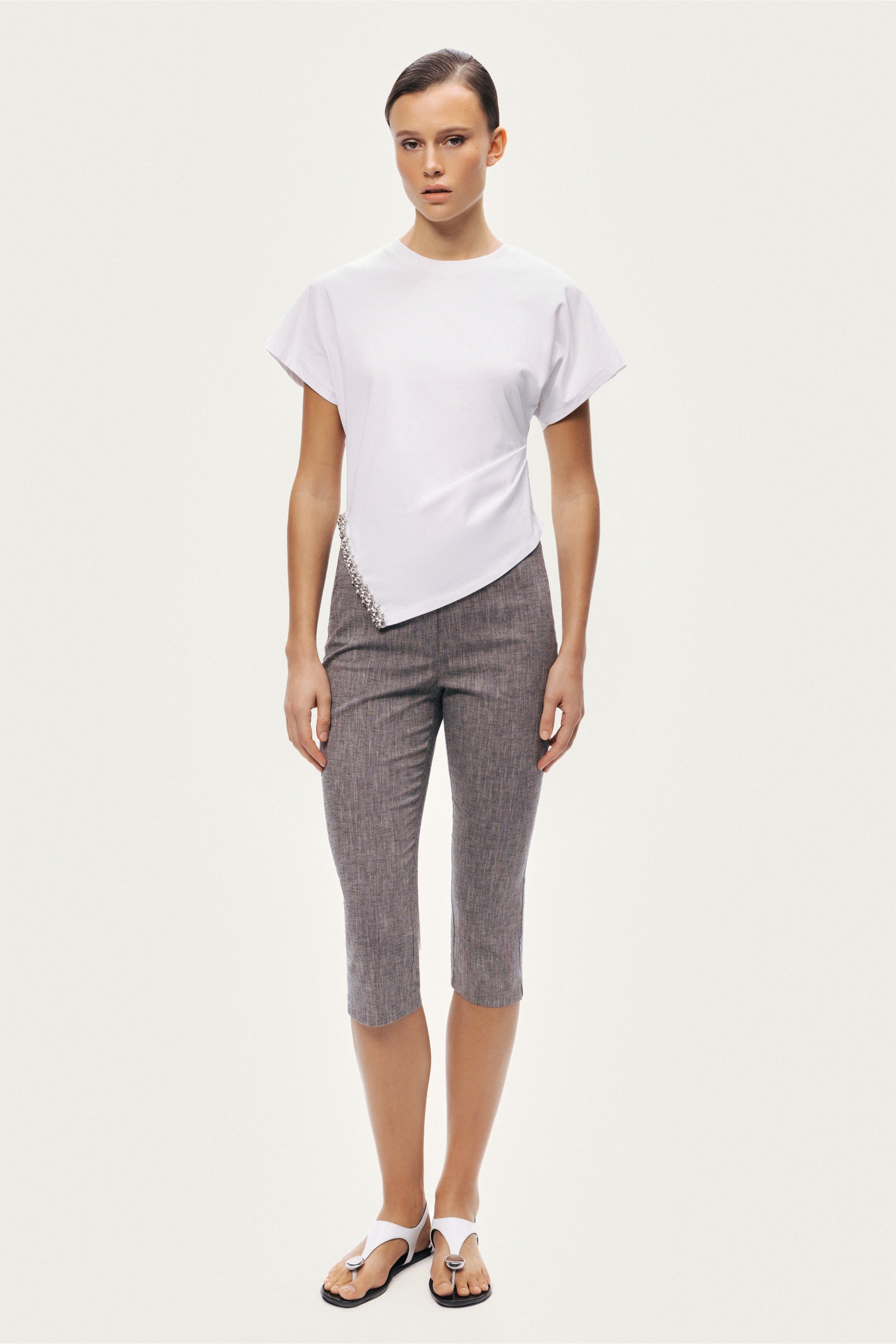 Embellished Asymmetric T-Shirt