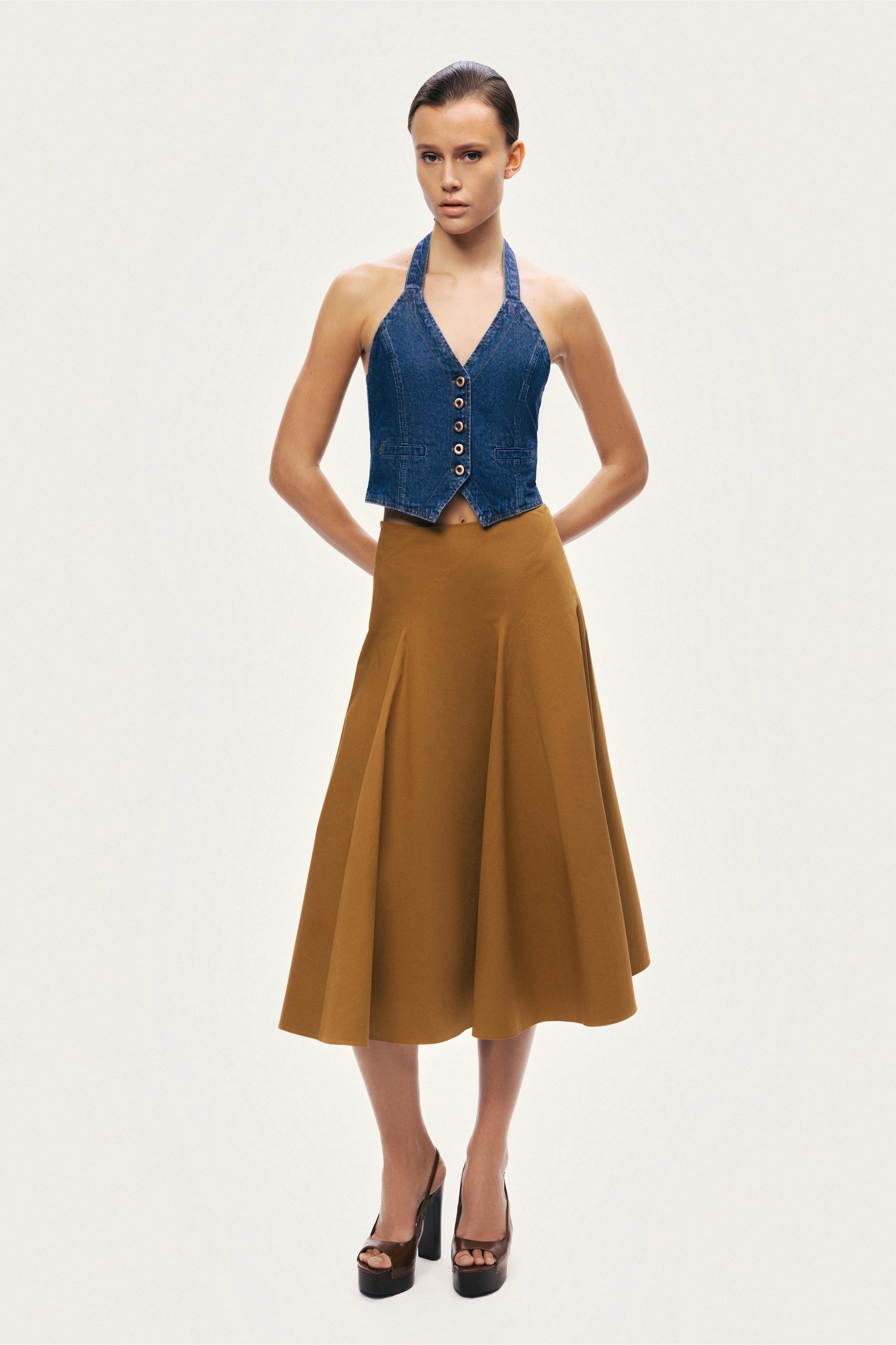 Halter Neck Denim Vest