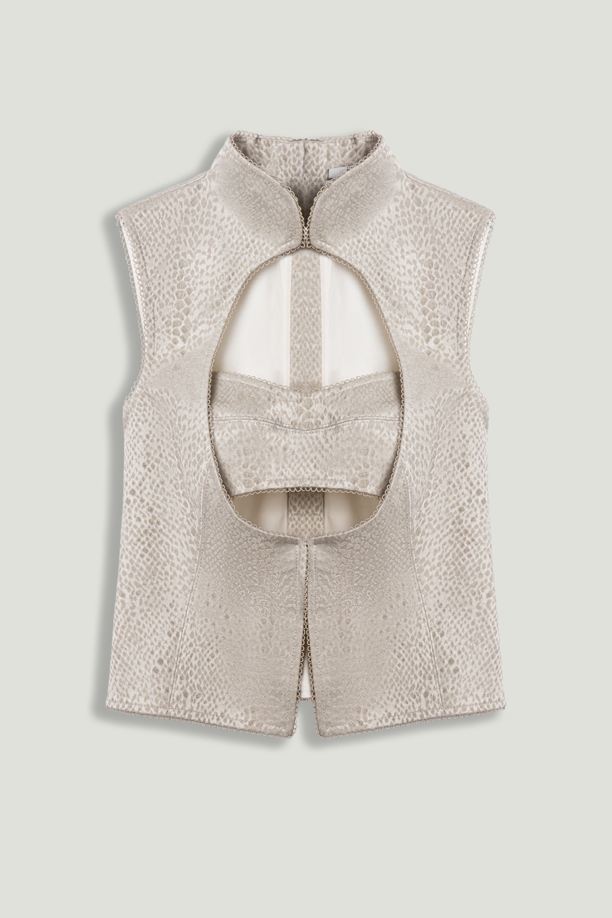 Braid-Trim Bustier Top with Built-In Bra