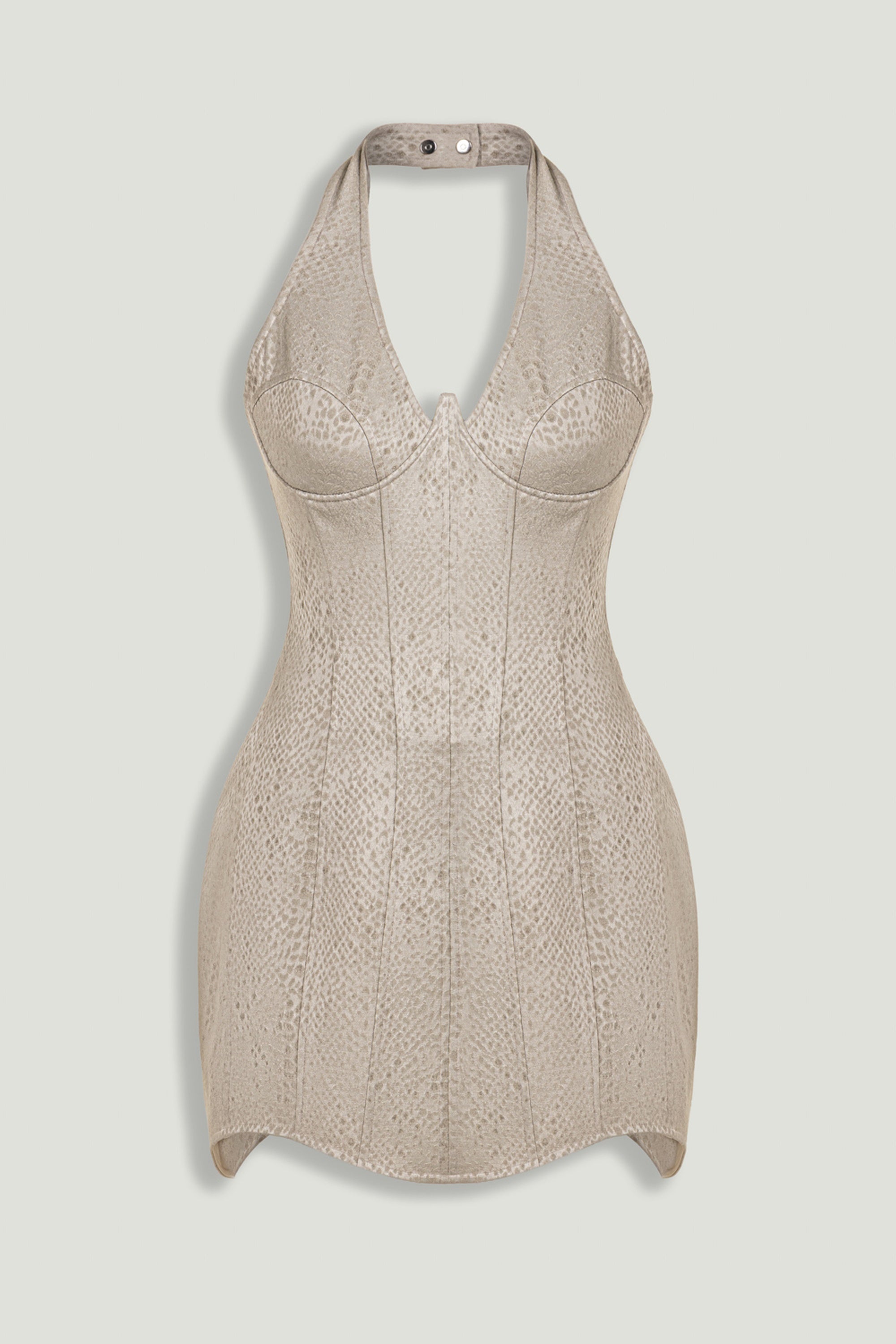 Snake-Print Boned Mini Corset Dress