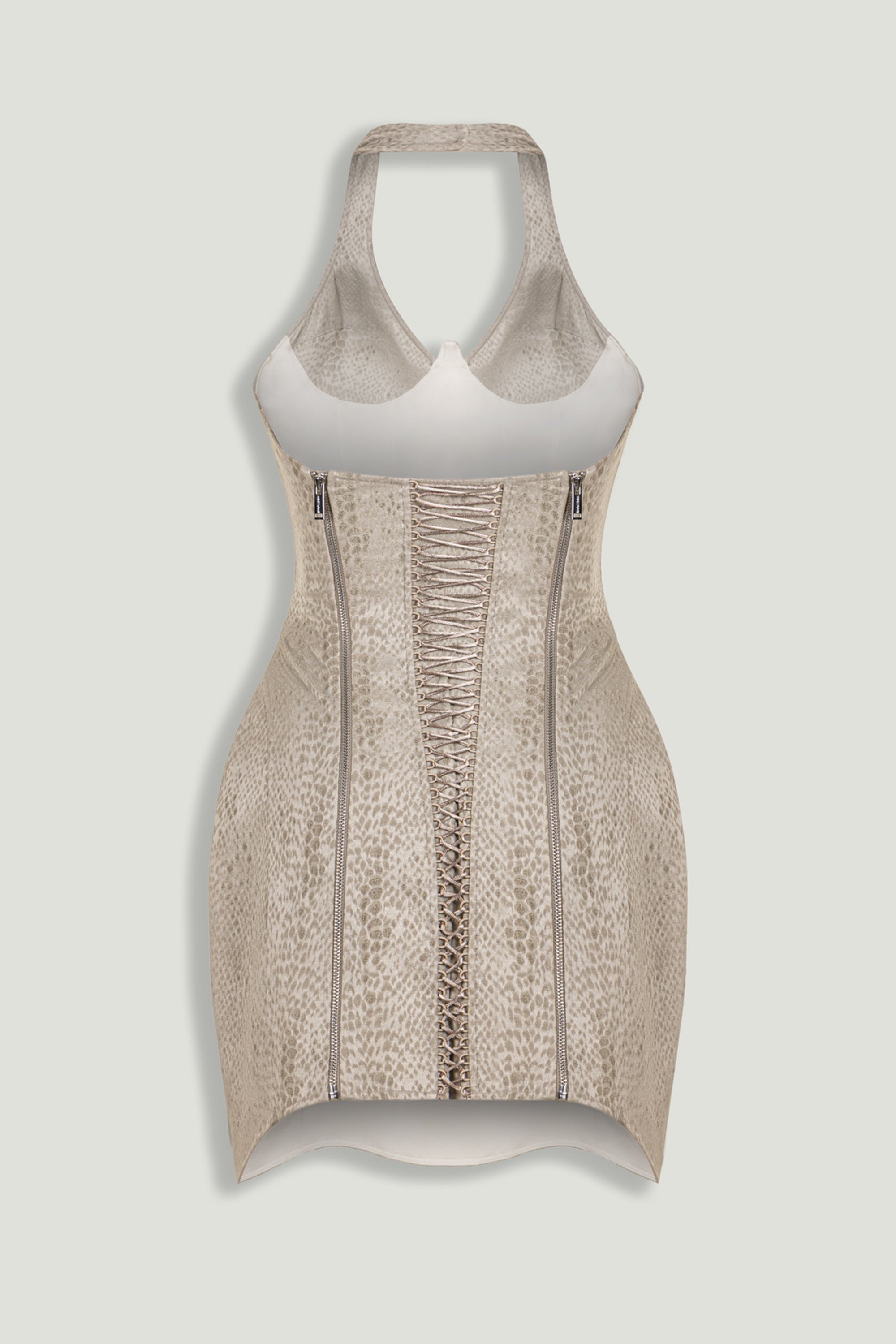 Snake-Print Boned Mini Corset Dress