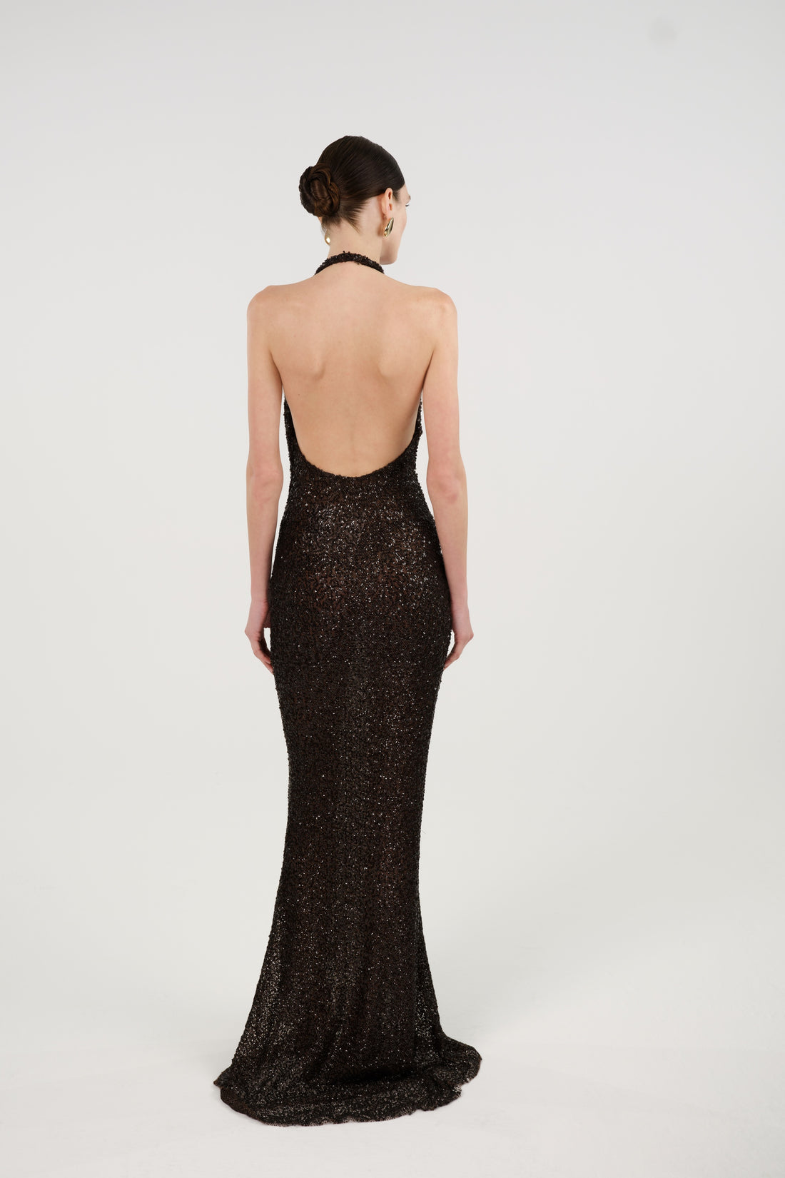 Off-Shoulder Sequin Embellished Maxi Dress